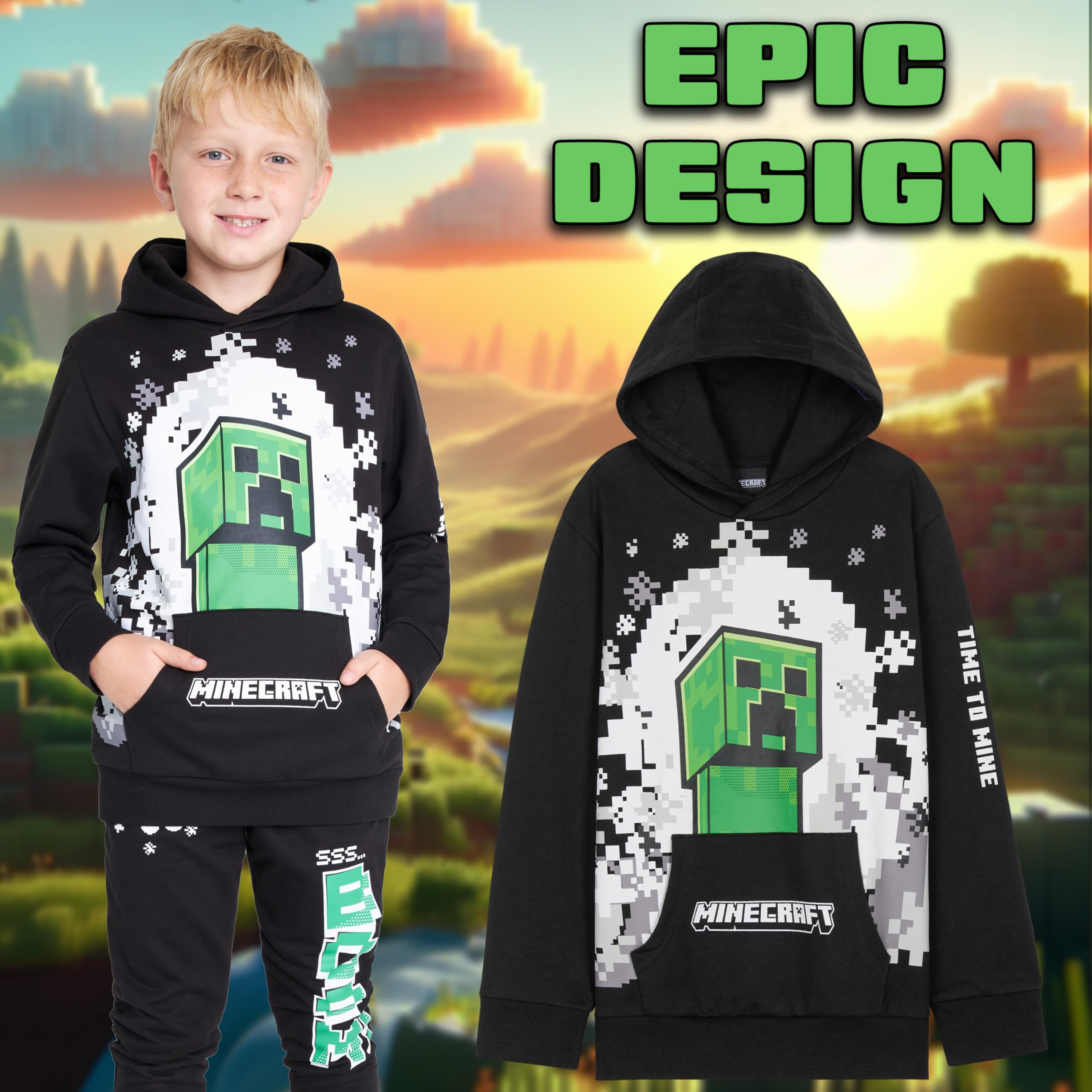 Minecraft Boys Tracksuit Set - Hoodie and Pants Boys