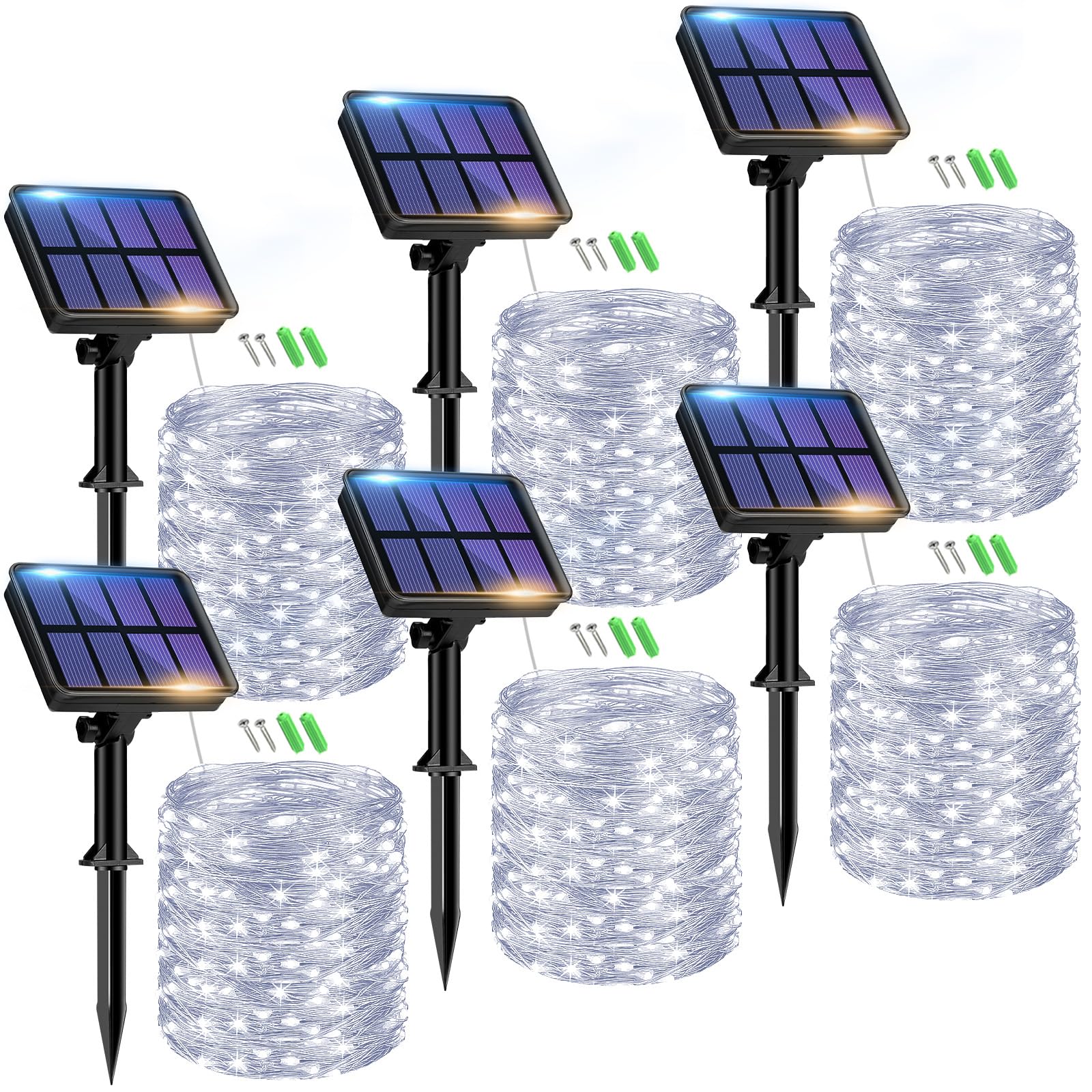 btfarm 2 Pack of Outdoor Solar String Lights, Fully 30M 300 LED, 8 Modes String Lights Decoration for Terrace, Parties, Weddings, Patio, Gardens (Warm White)