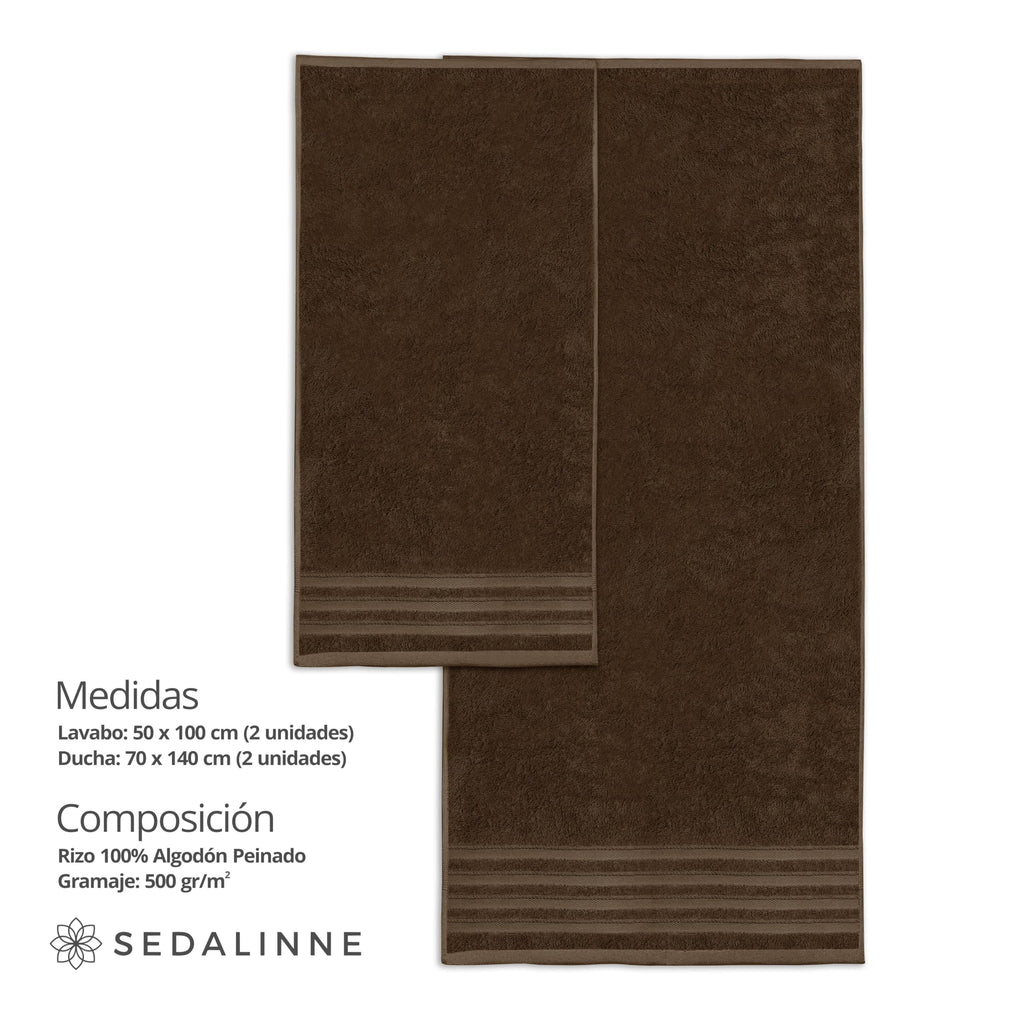 500 g Plain Full Bath Towel Set – Large and Small Terry Towels, 100% Cotton – Pack (2 Washbasin + 2 Shower) – High Absorption – Cotton Towel – Grass