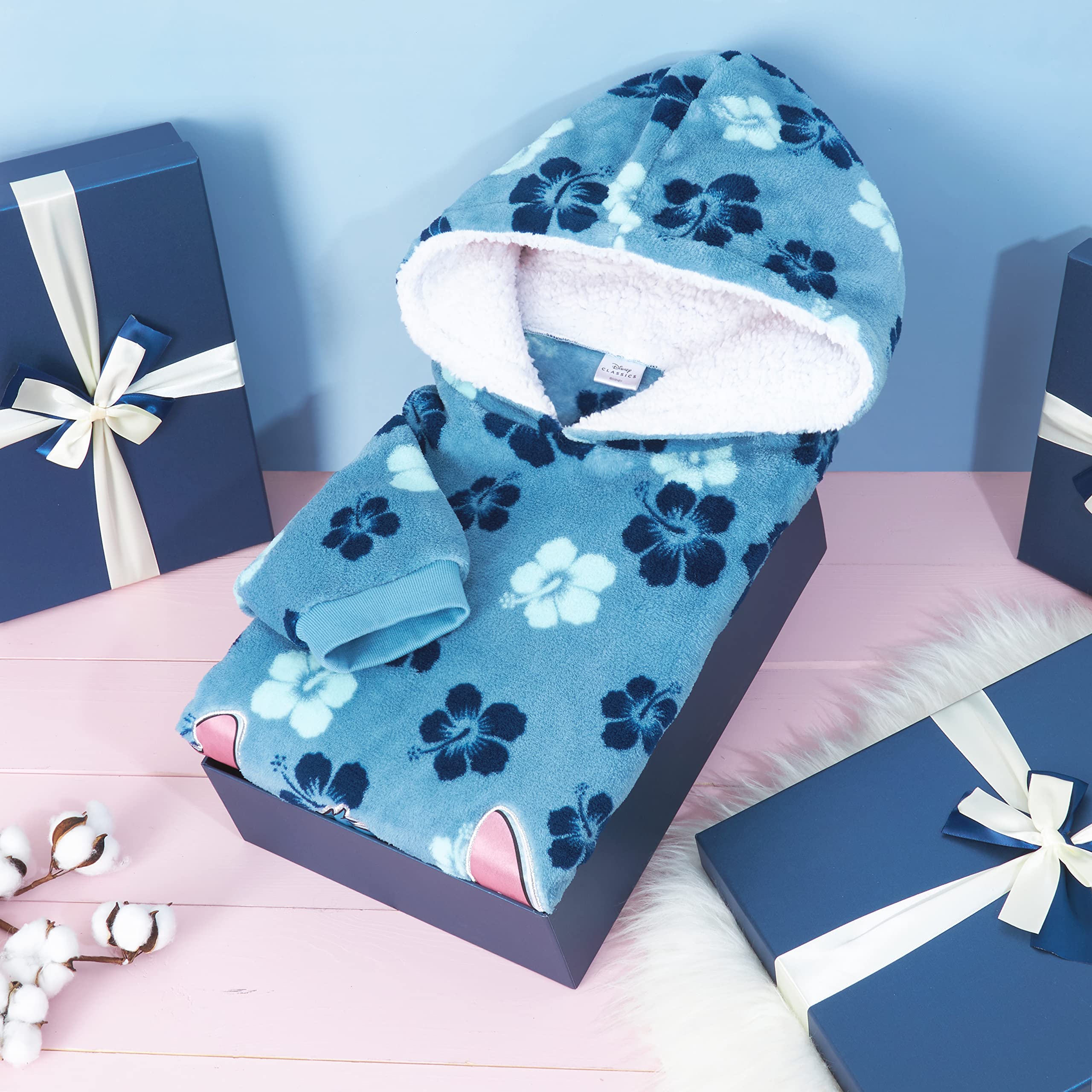 Disney Stitch Sudadera Mujer - Sudadera Manta con Capucha de Forro Polar, Talla Única, Oversize - Regalos para Mujer