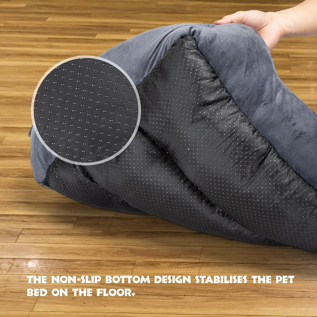 Nobleza Washable Dog Bed, Non-Slip with Super Soft Fibre Filling for Small and Medium Pets, Black, M, 67 x 57 cm