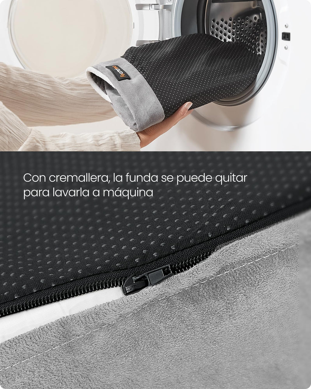 Feandrea Orthopedic Dog Bed, Sofa, Pet Bed, Soft Padding, Raised Edges, Removable and Washable Cover, 122 x 85 x 20 cm, Non-Slip, Osucro Grey PGW078G01