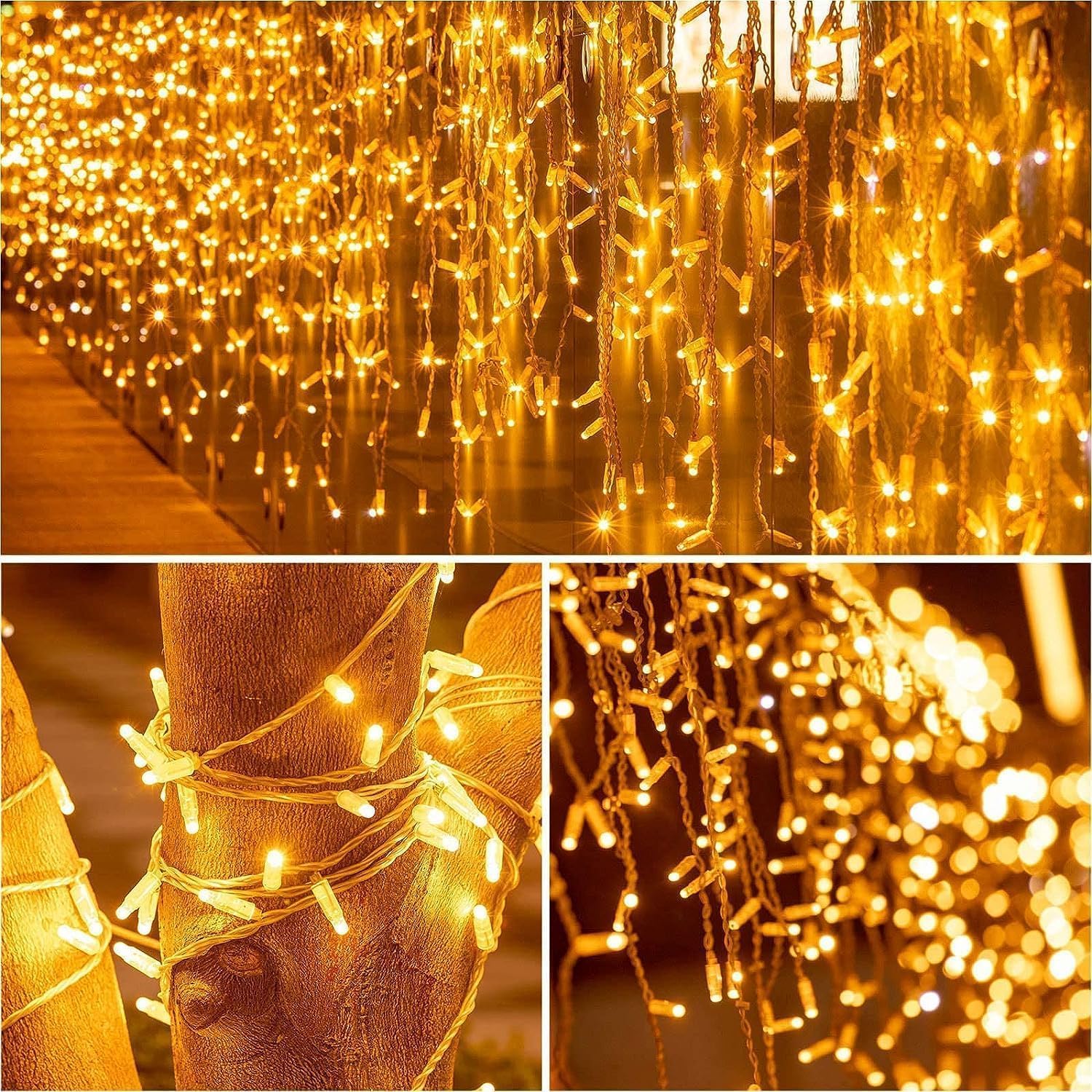 Christmas Curtain Lights Outdoor, 5M 200 LED IP44 Waterproof with 8 Modes, Garlands Decoration Indoor and Outdoor for Parties, Weddings, Garden, Window