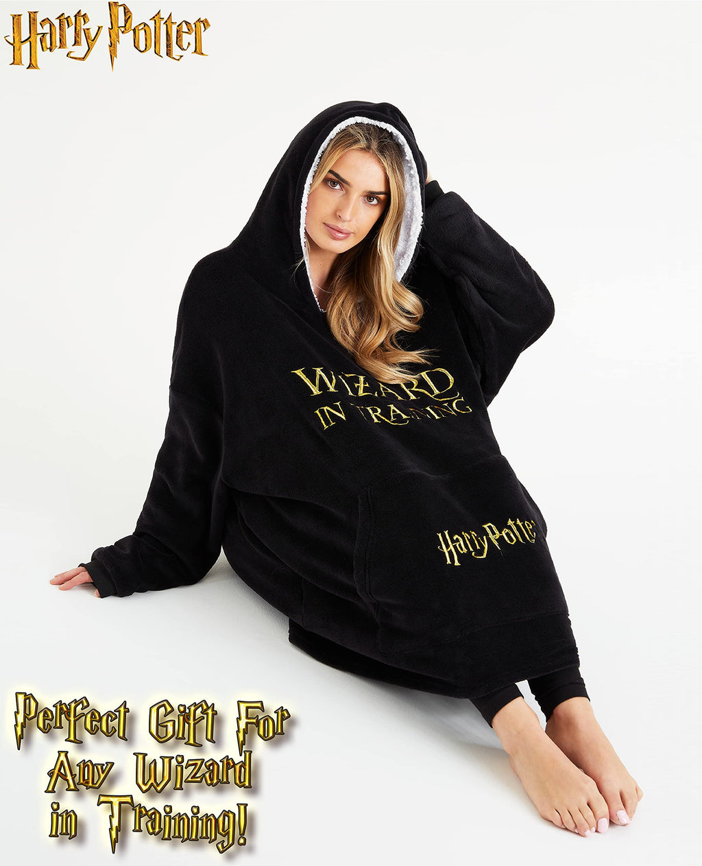 Harry Potter Women's Sweatshirt, Fleece Blanket Robe, Women's Oversized Sweatshirt with Fleece Hood, Original Gifts for Women