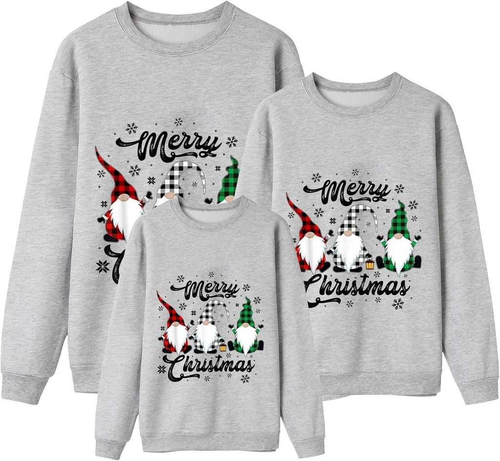 Sweater Christmas Family Woman Man Child Christmas Sweatshirts Family Round Neck Long Sleeve Christmas Sweater Winter Warm Christmas Jerseys for Couples Blouses Tops