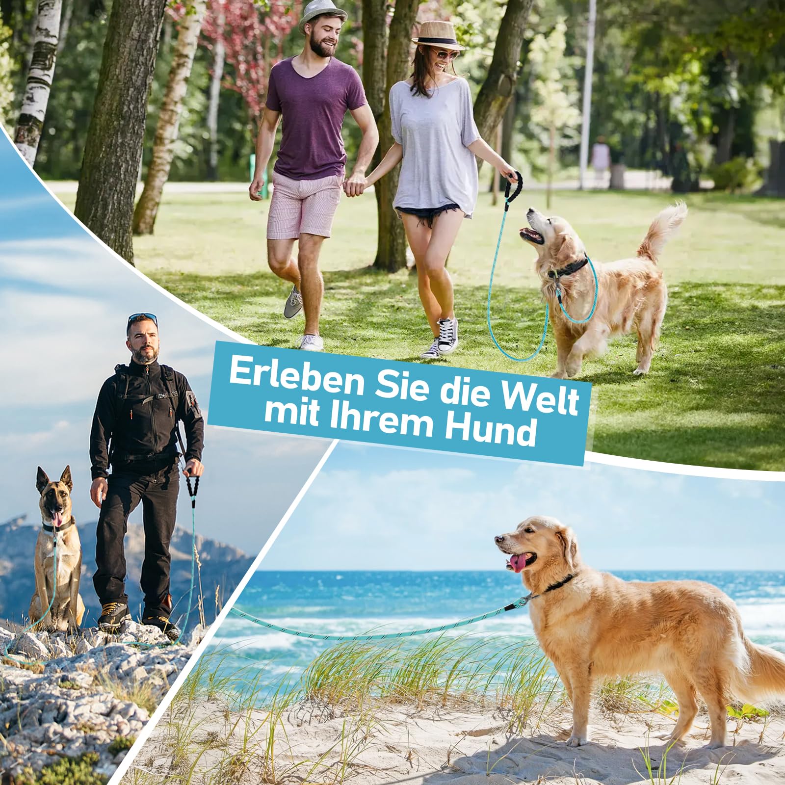 X XBEN Dog Training Lead, 1.5 m, 3 m, 5 m, 6 m, 10 m, 15 m, 20 m, 25 m, 30 m, Long Dog Leash with Lockable Hook, Training Leash for Large and Small Dogs, Reflective and Durable