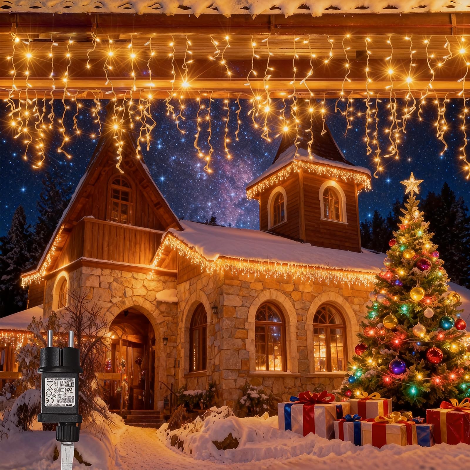 Christmas Curtain Lights Outdoor, 5M 200 LED IP44 Waterproof with 8 Modes, Garlands Decoration Indoor and Outdoor for Parties, Weddings, Garden, Window