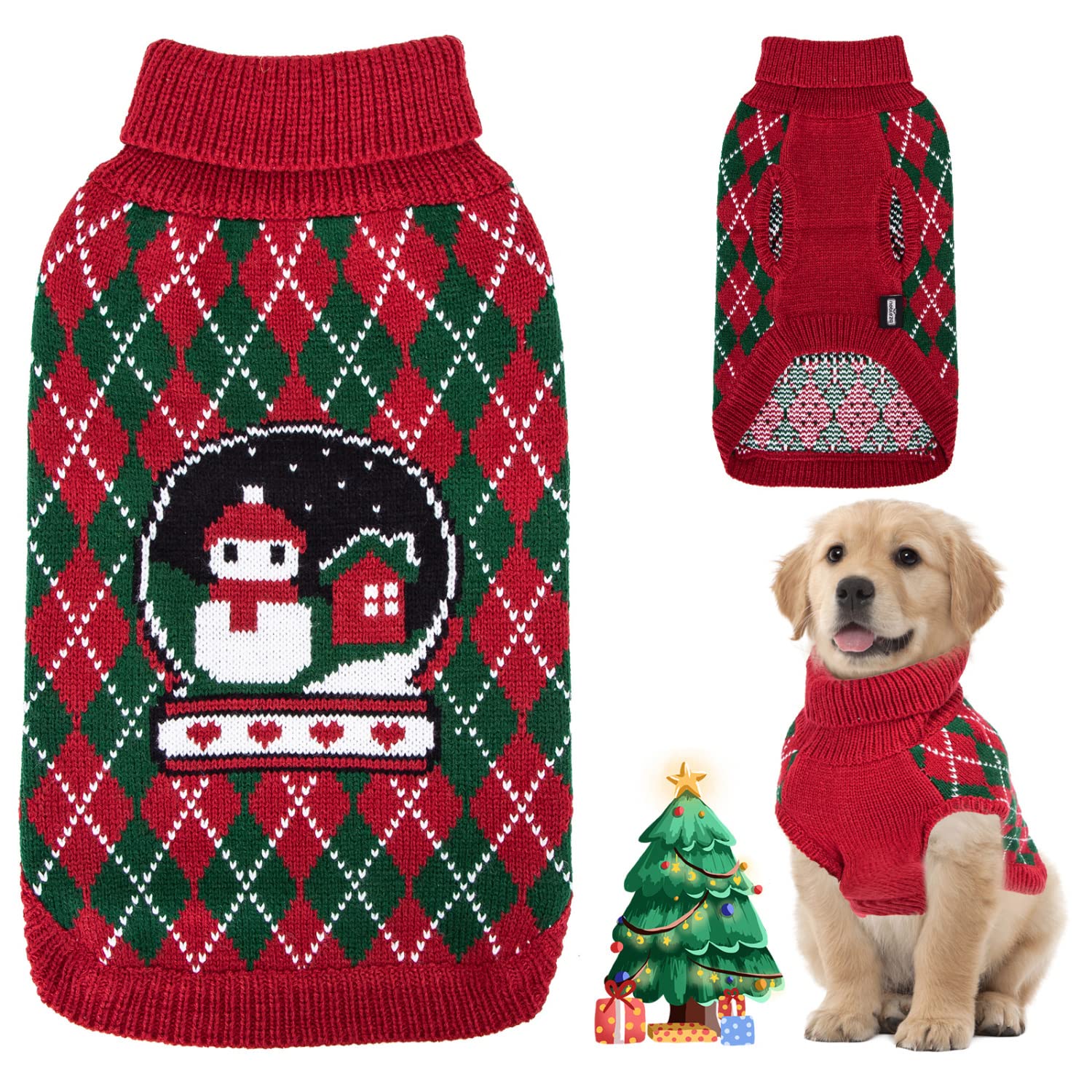 Nobleza - Christmas Dog Sweaters and Kittens, Pet Sweater, Warm Winter Clothes Suitable for Small and Medium Dogs (Red, S)