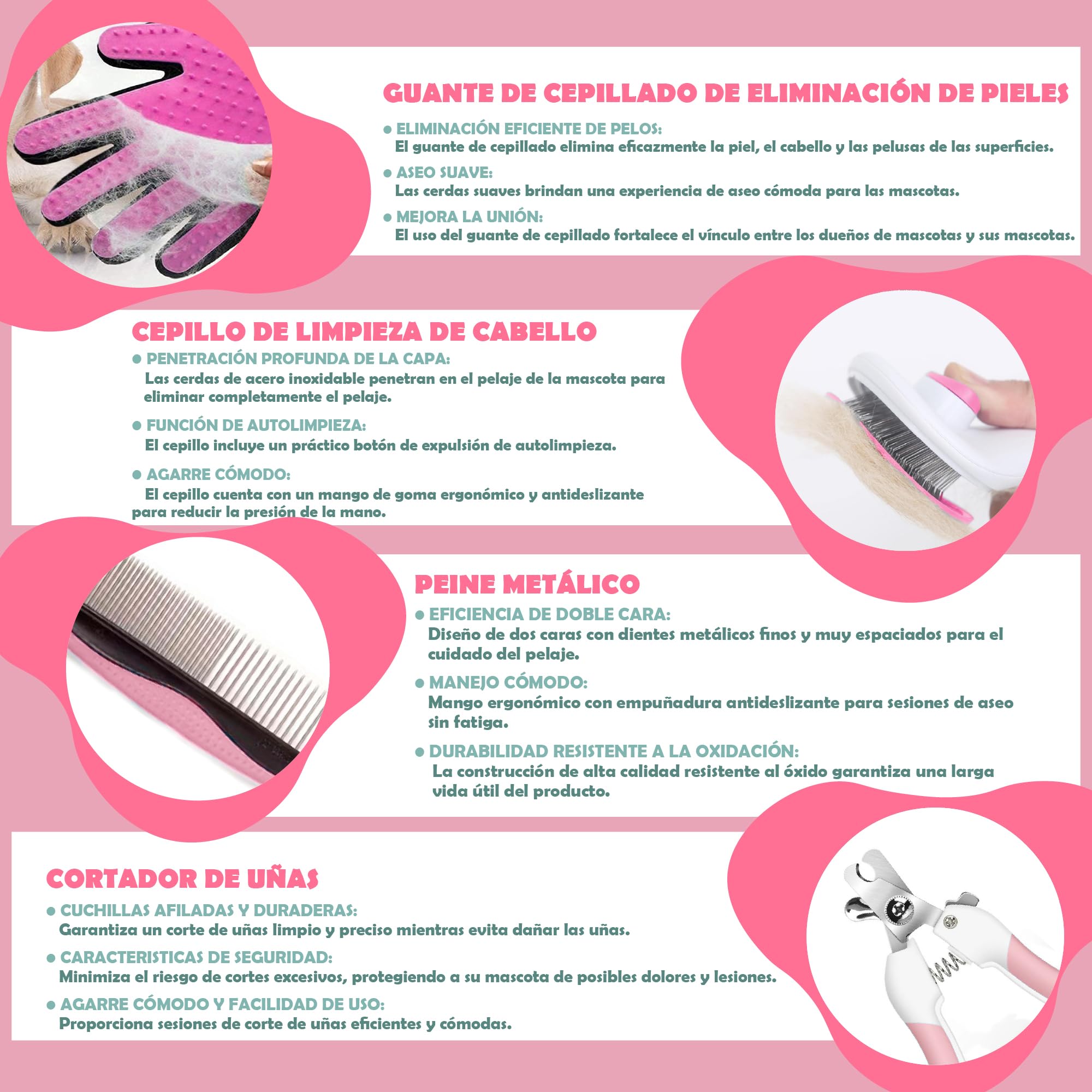 Grooming Kit for Dogs and Cats – Professional 5 Piece Set with Quiet Hair Clipper, Brush, Comb, Scissors & Vacuums – Complete Pet Care Kit at Home