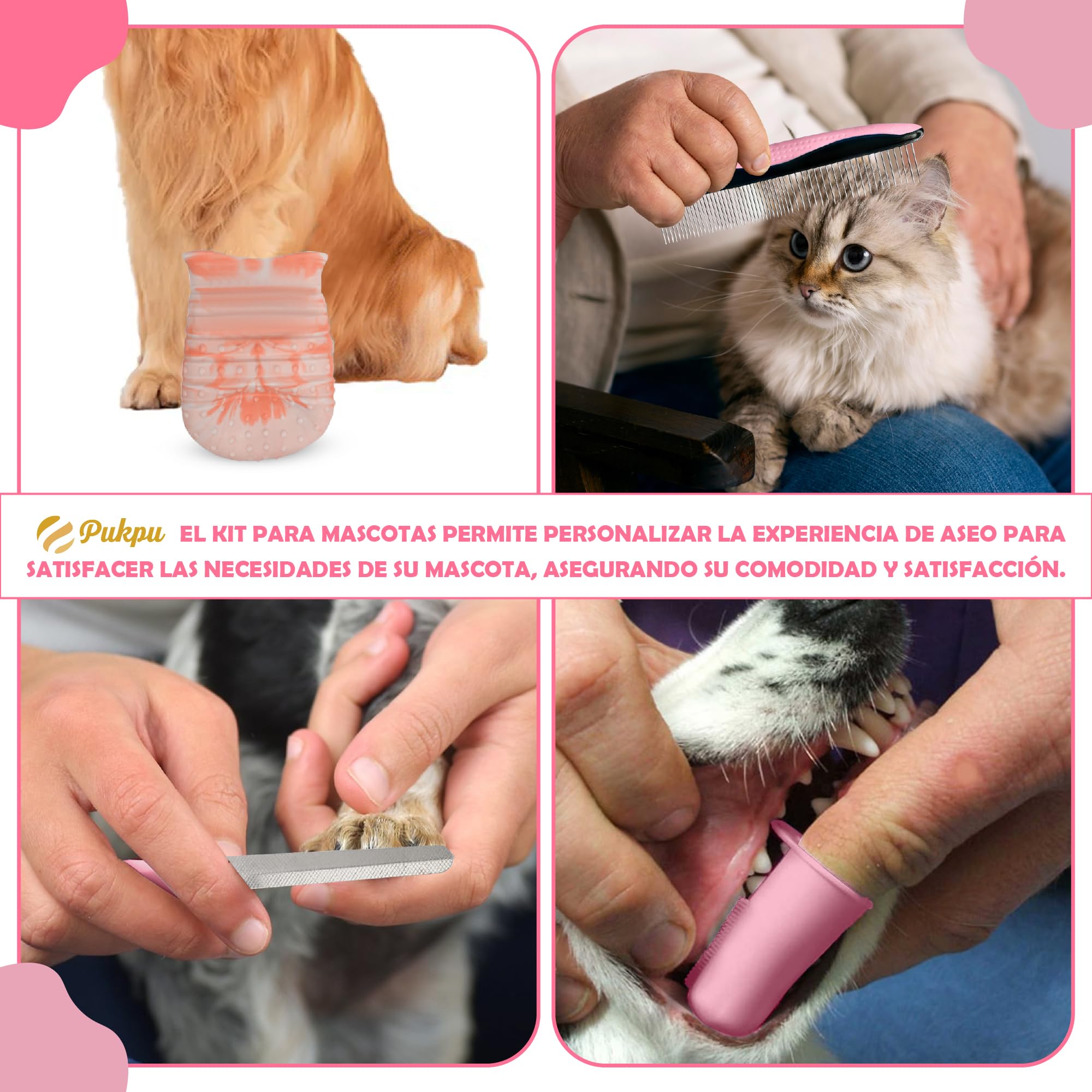 Grooming Kit for Dogs and Cats – Professional 5 Piece Set with Quiet Hair Clipper, Brush, Comb, Scissors & Vacuums – Complete Pet Care Kit at Home