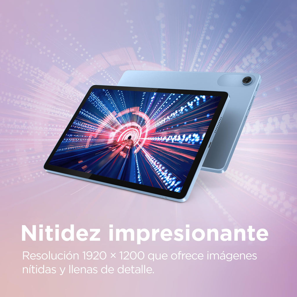 Lenovo Tab – Tablet 10.1 inch WUXGA (MediaTek Helio G85, 4 GB RAM, 128 GB, 60 Hz, 2 Speakers, Wi-Fi 5, Bluetooth 5.3, Android 14) Polar Blue – Includes Transparent Case with Built-in Stand
