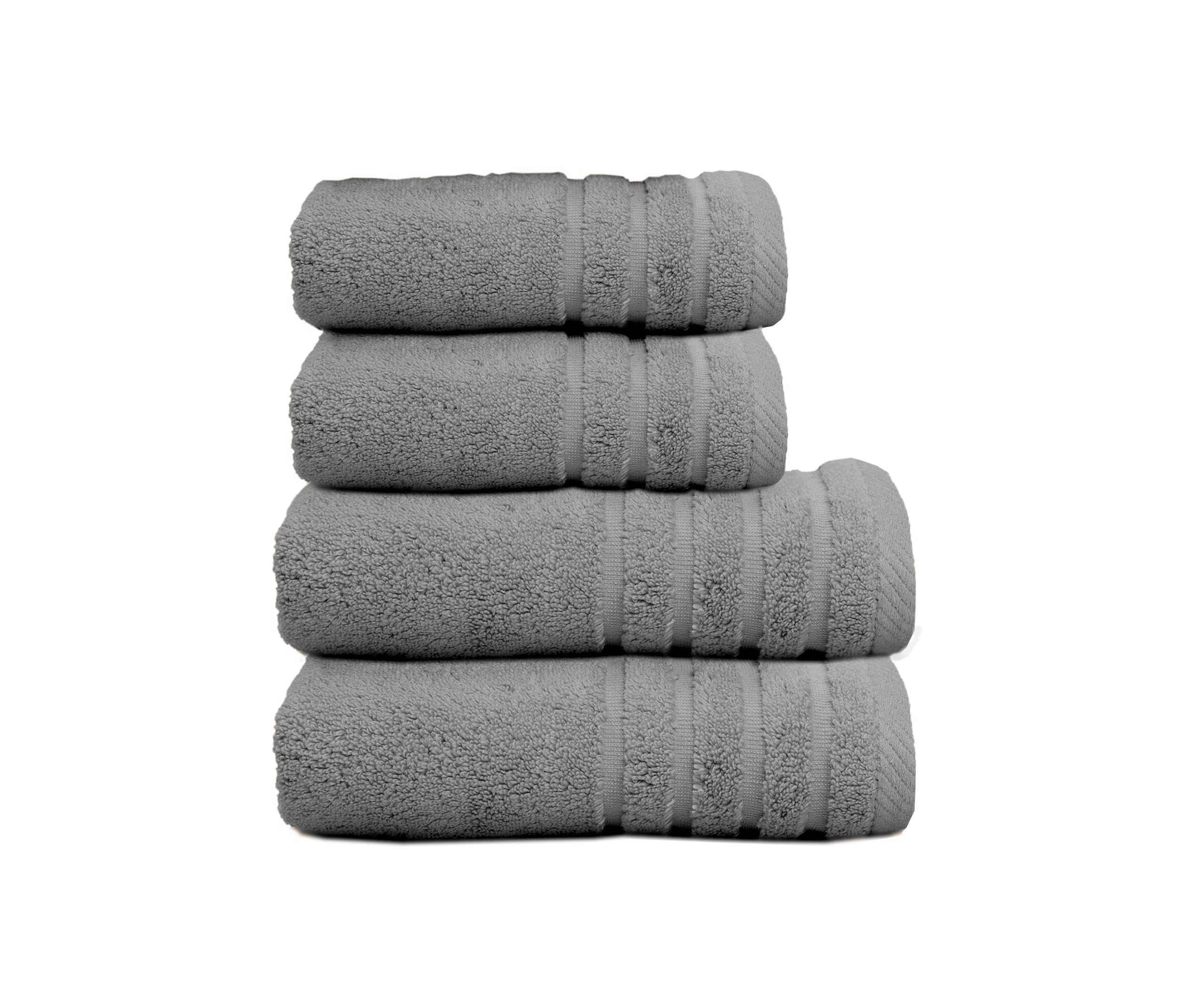 500 g Plain Full Bath Towel Set – Large and Small Terry Towels, 100% Cotton – Pack (2 Washbasin + 2 Shower) – High Absorption – Cotton Towel – Grass