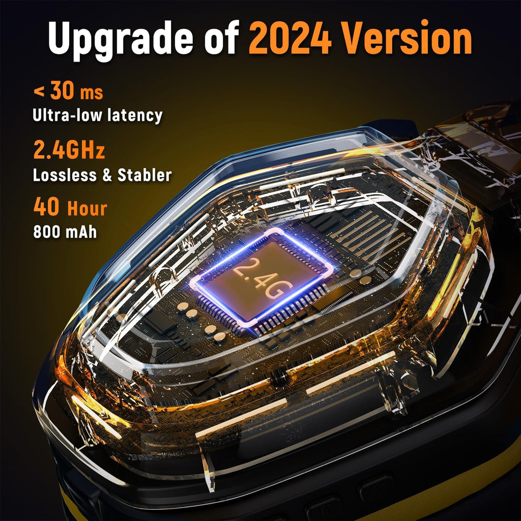 Ozeino Wireless Gaming Headset for PC/Ps5/Ps4, 2.4GHz Wireless+Bluetooth Wireless Gaming Headphones, Low Latency Lossless Sound Quality, 30Hr+ Duration