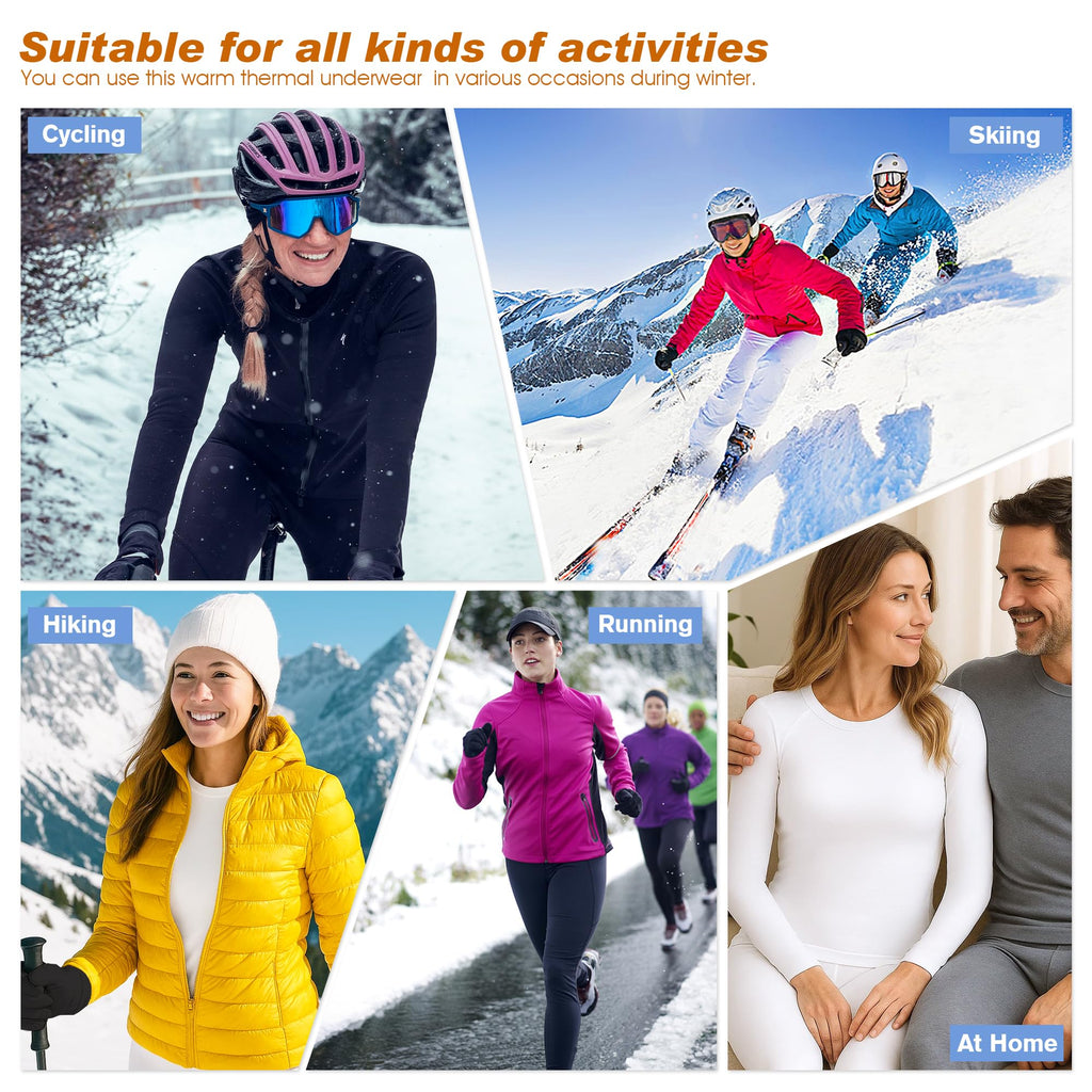 Thermal Shirt Women Winter Set Thermal Long Sleeve Clothes for Extreme Cold T-shirts Tights Pants Leggings Thermal Clothing Snow Black White