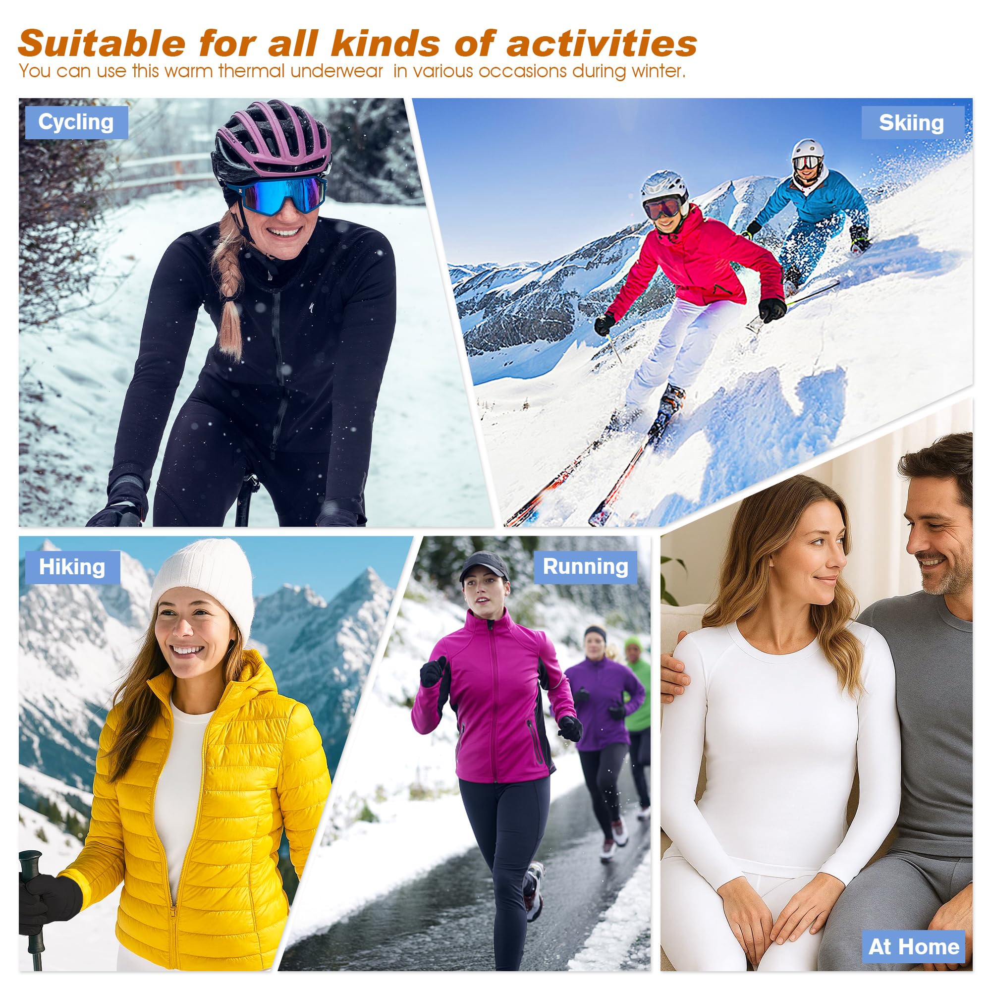 Thermal Shirt Women Winter Set Thermal Long Sleeve Clothes for Extreme Cold T-shirts Tights Pants Leggings Thermal Clothing Snow Black White