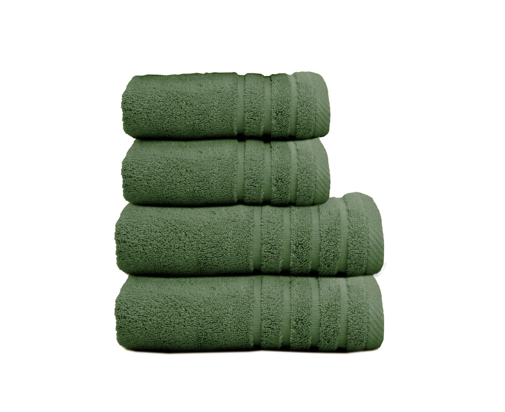 500 g Plain Full Bath Towel Set – Large and Small Terry Towels, 100% Cotton – Pack (2 Washbasin + 2 Shower) – High Absorption – Cotton Towel – Grass