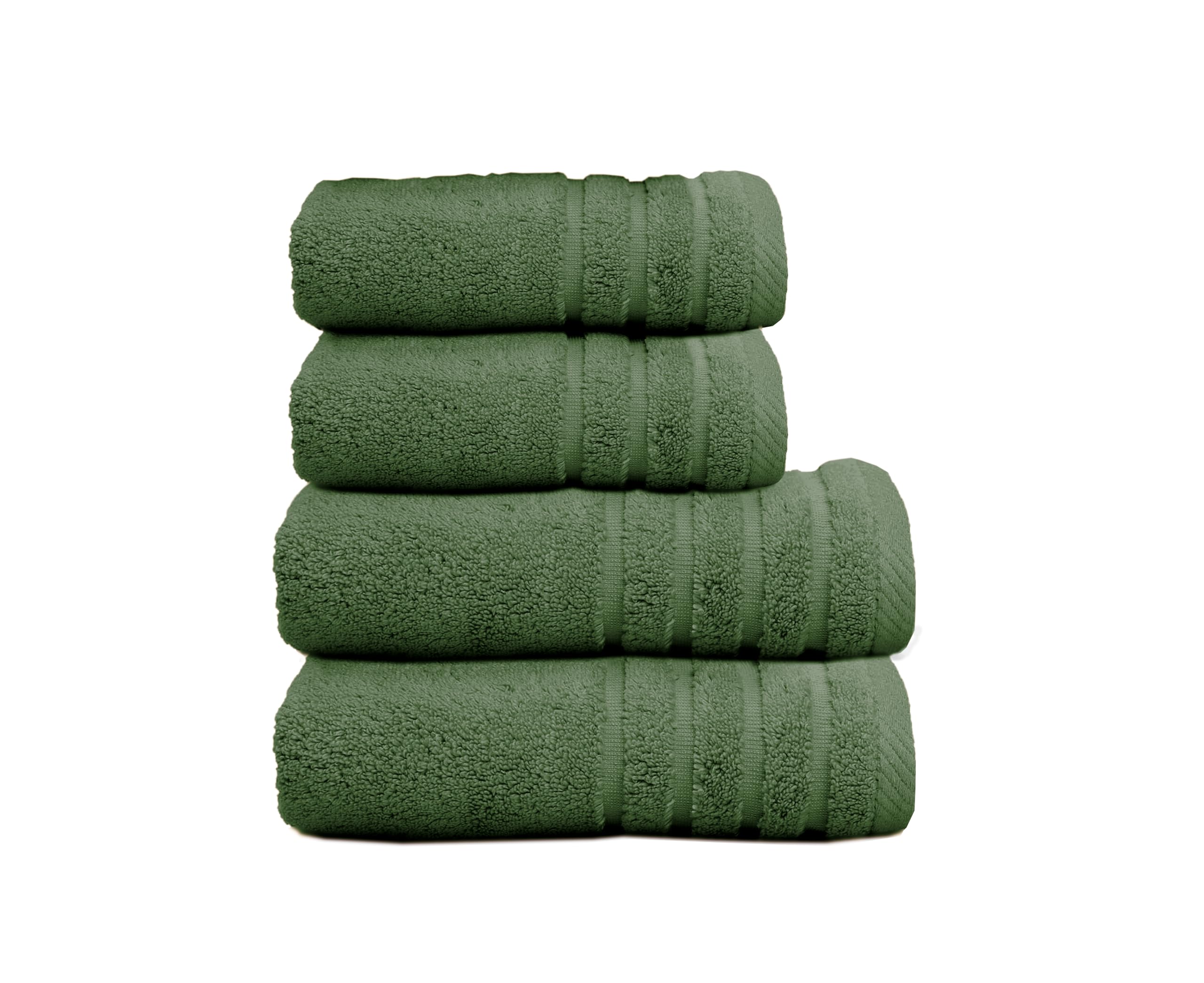 500 g Plain Full Bath Towel Set – Large and Small Terry Towels, 100% Cotton – Pack (2 Washbasin + 2 Shower) – High Absorption – Cotton Towel – Grass