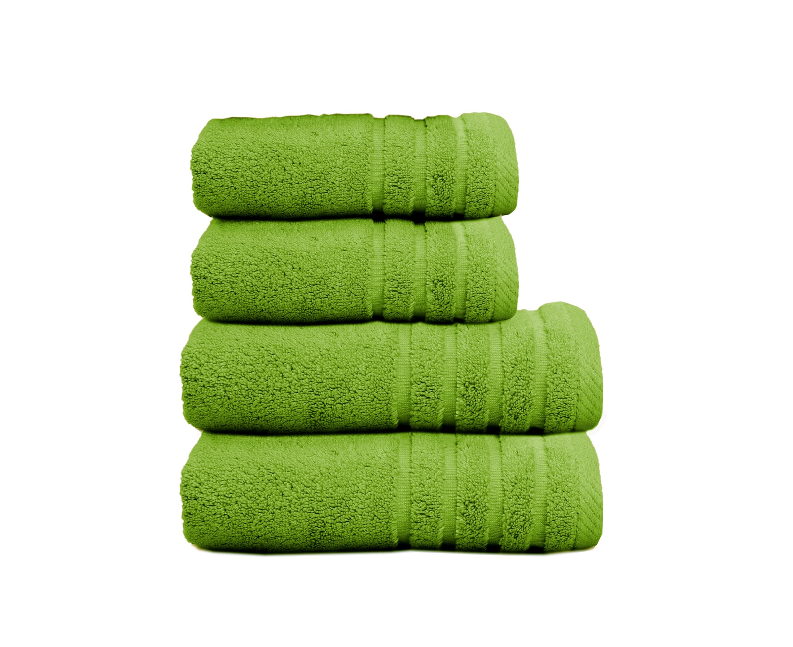 500 g Plain Full Bath Towel Set – Large and Small Terry Towels, 100% Cotton – Pack (2 Washbasin + 2 Shower) – High Absorption – Cotton Towel – Grass