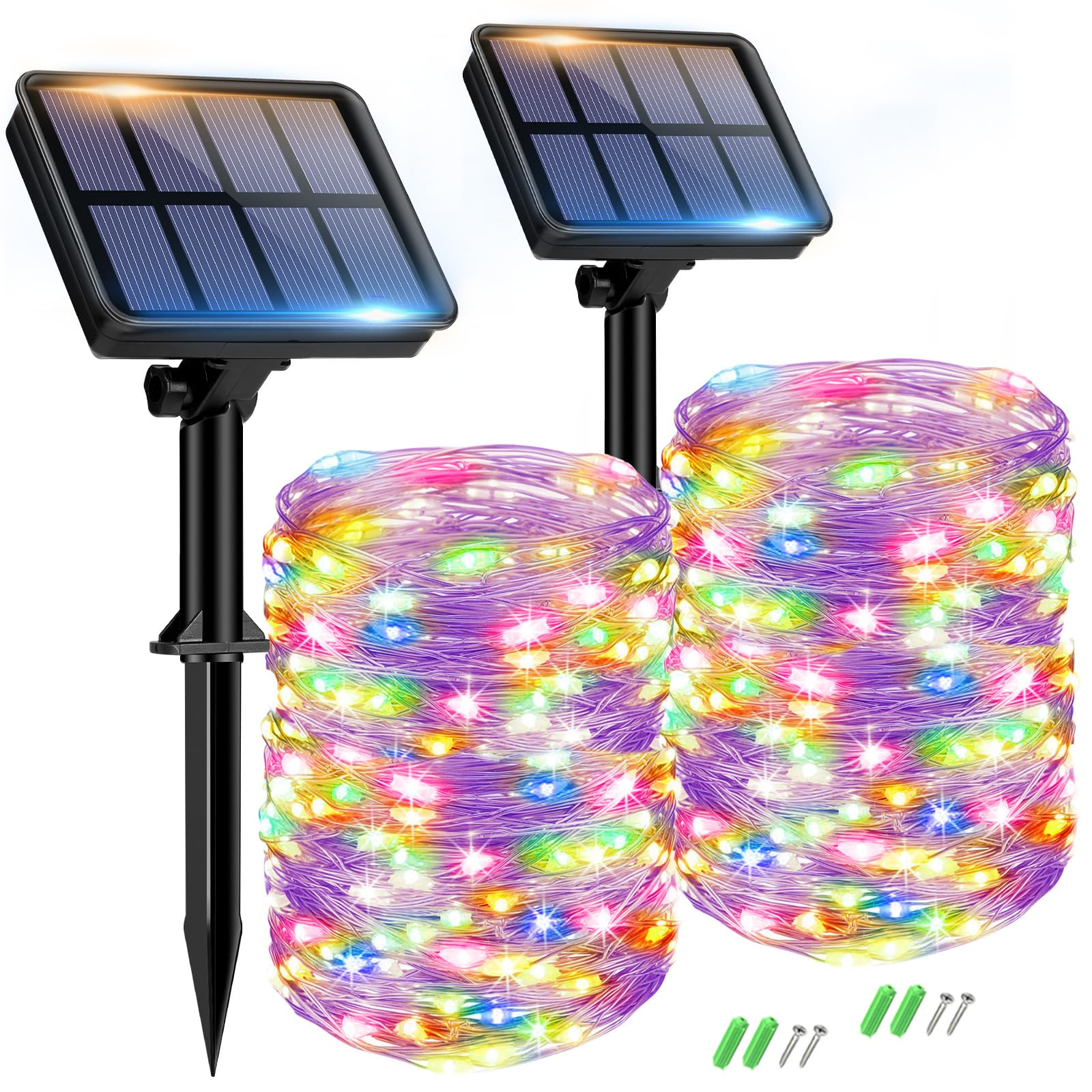 btfarm 2 Pack of Outdoor Solar String Lights, Fully 30M 300 LED, 8 Modes String Lights Decoration for Terrace, Parties, Weddings, Patio, Gardens (Warm White)