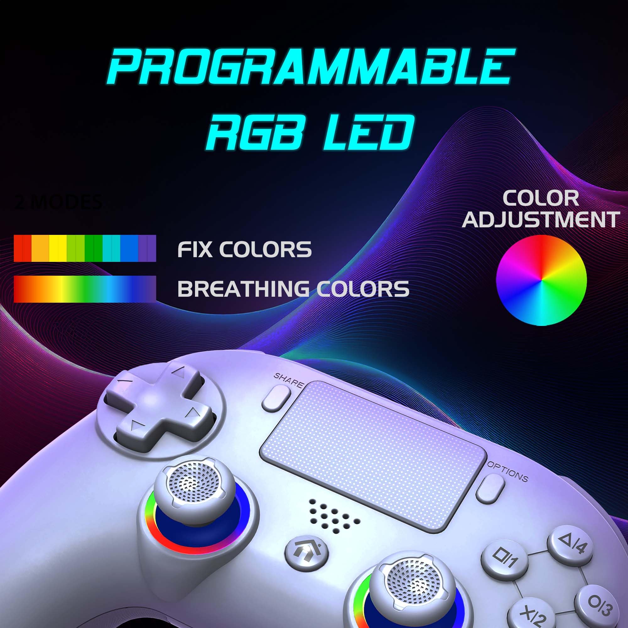 Subsonic - Mando inalámbrico para PS5 con paletas y LED programables, vibración y función táctil - Mando PS5 blanco