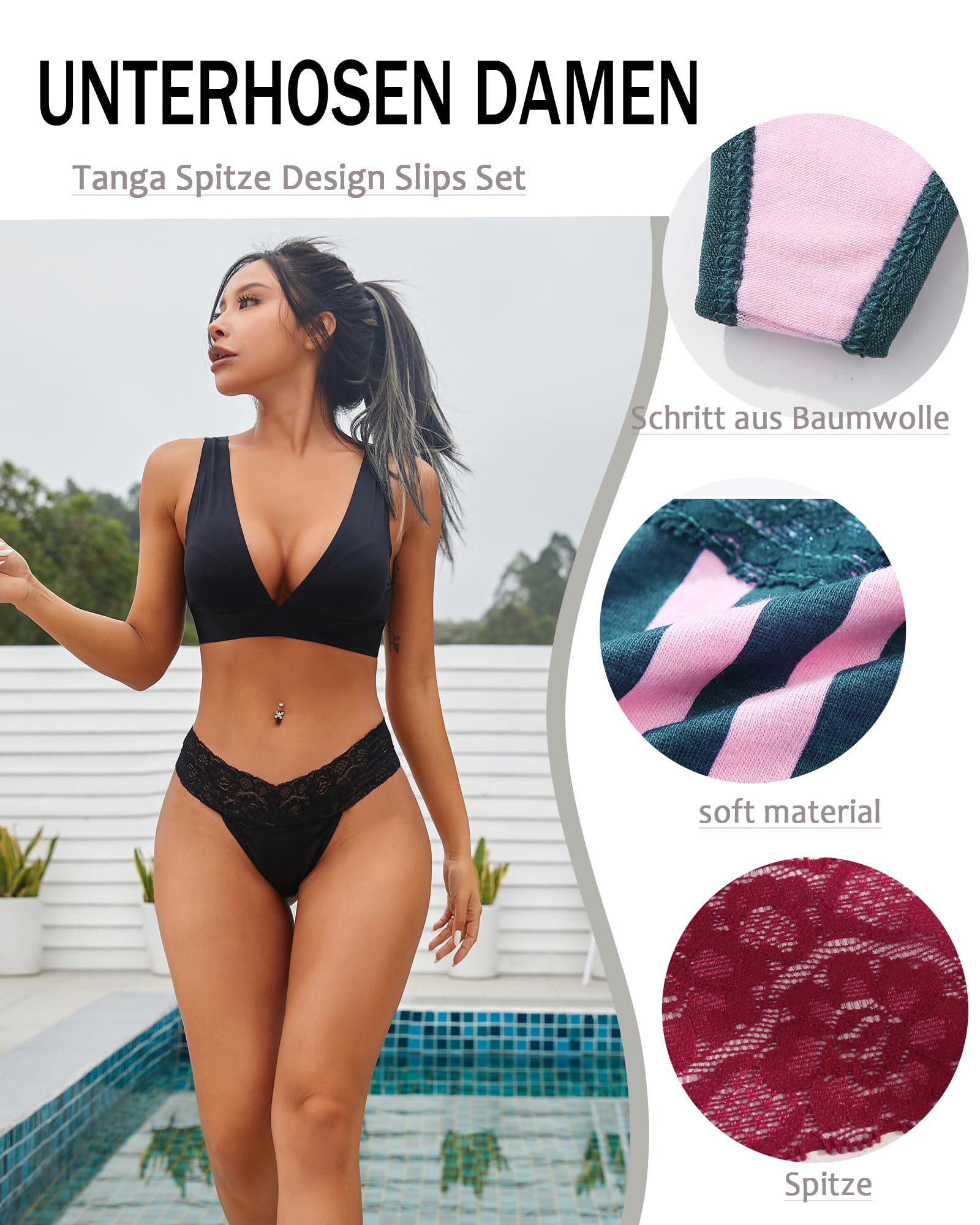 BeReady thongs woman pack thongs sexy for women lace soft thong women cotton stretch thong underwear women