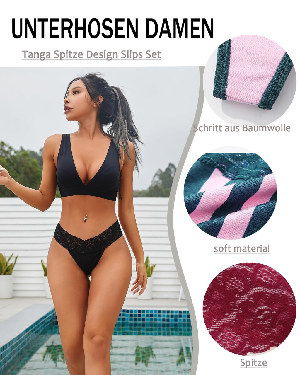 BeReady thongs woman pack thongs sexy for women lace soft thong women cotton stretch thong underwear women