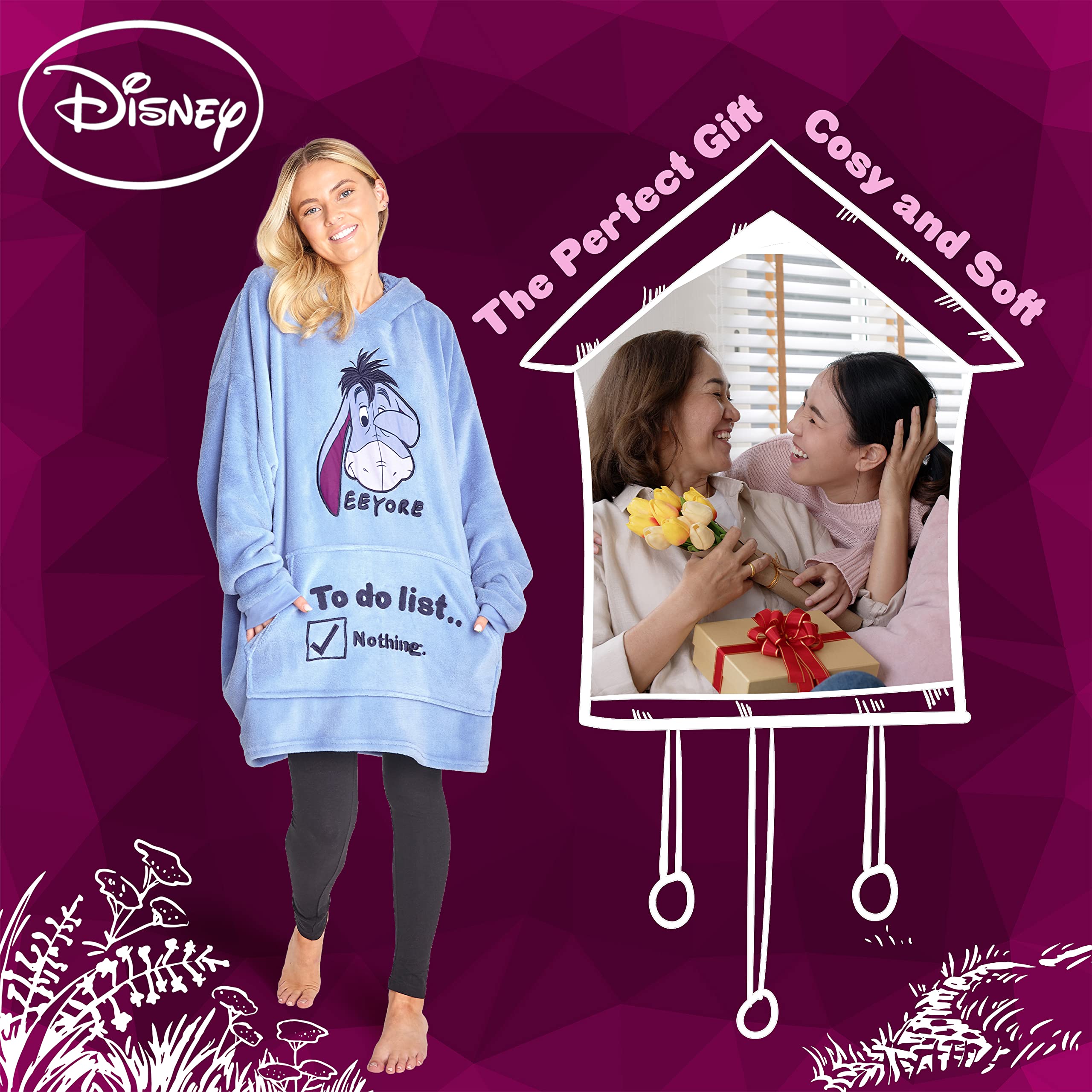 Disney Stitch Sudadera Mujer - Sudadera Manta con Capucha de Forro Polar, Talla Única, Oversize - Regalos para Mujer