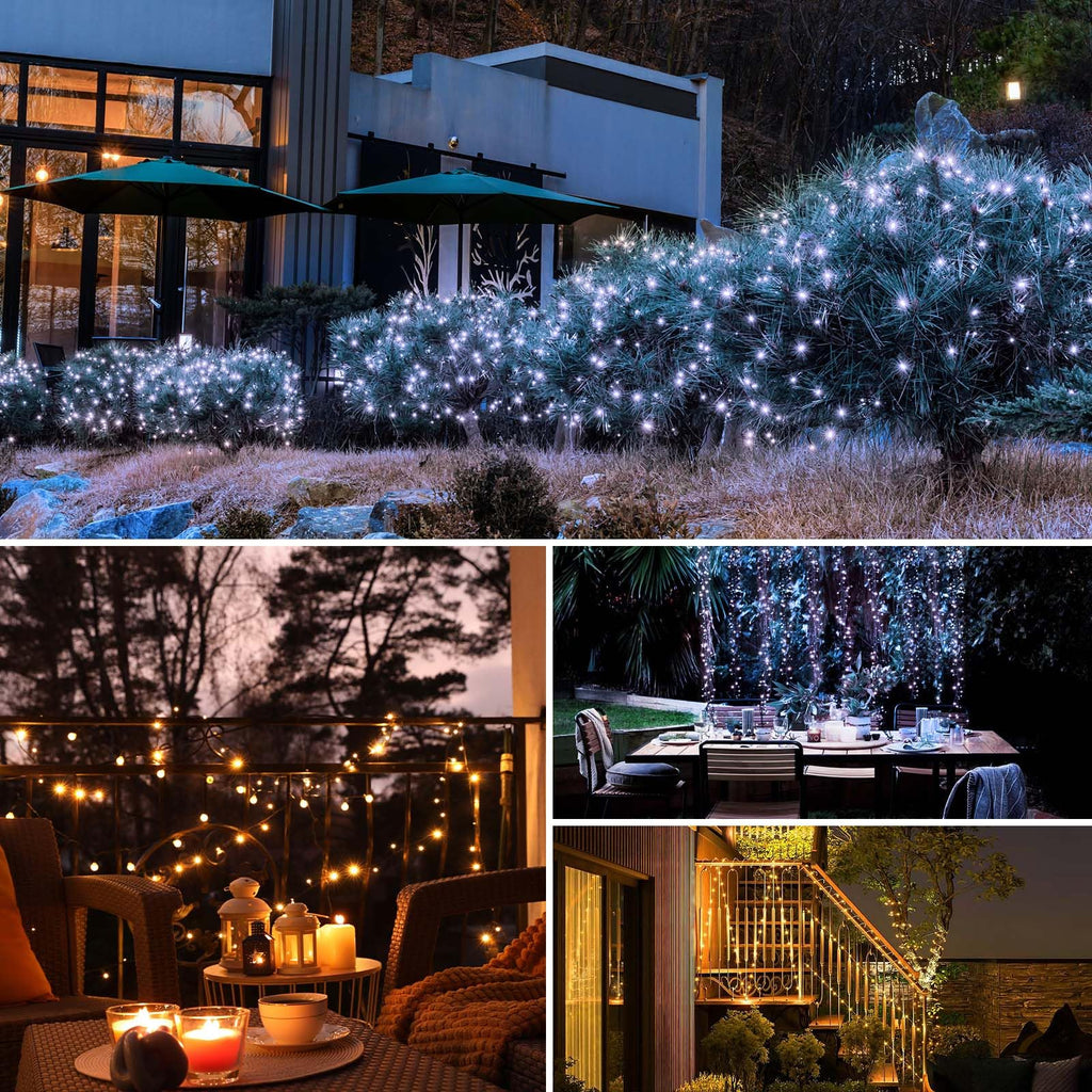 btfarm 2 Pack of Outdoor Solar String Lights, Fully 30M 300 LED, 8 Modes String Lights Decoration for Terrace, Parties, Weddings, Patio, Gardens (Warm White)