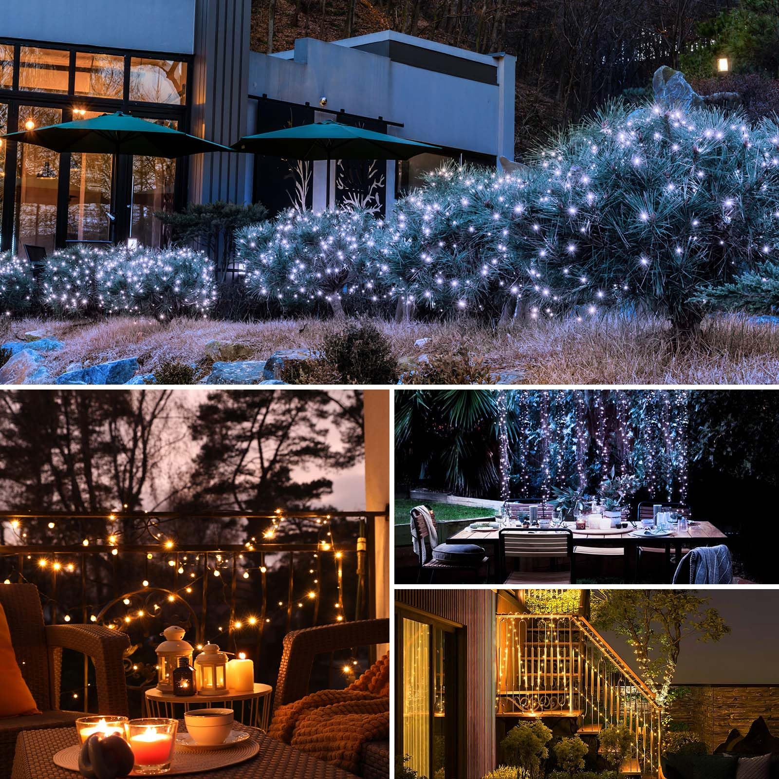 btfarm 2 Pack of Outdoor Solar String Lights, Fully 30M 300 LED, 8 Modes String Lights Decoration for Terrace, Parties, Weddings, Patio, Gardens (Warm White)