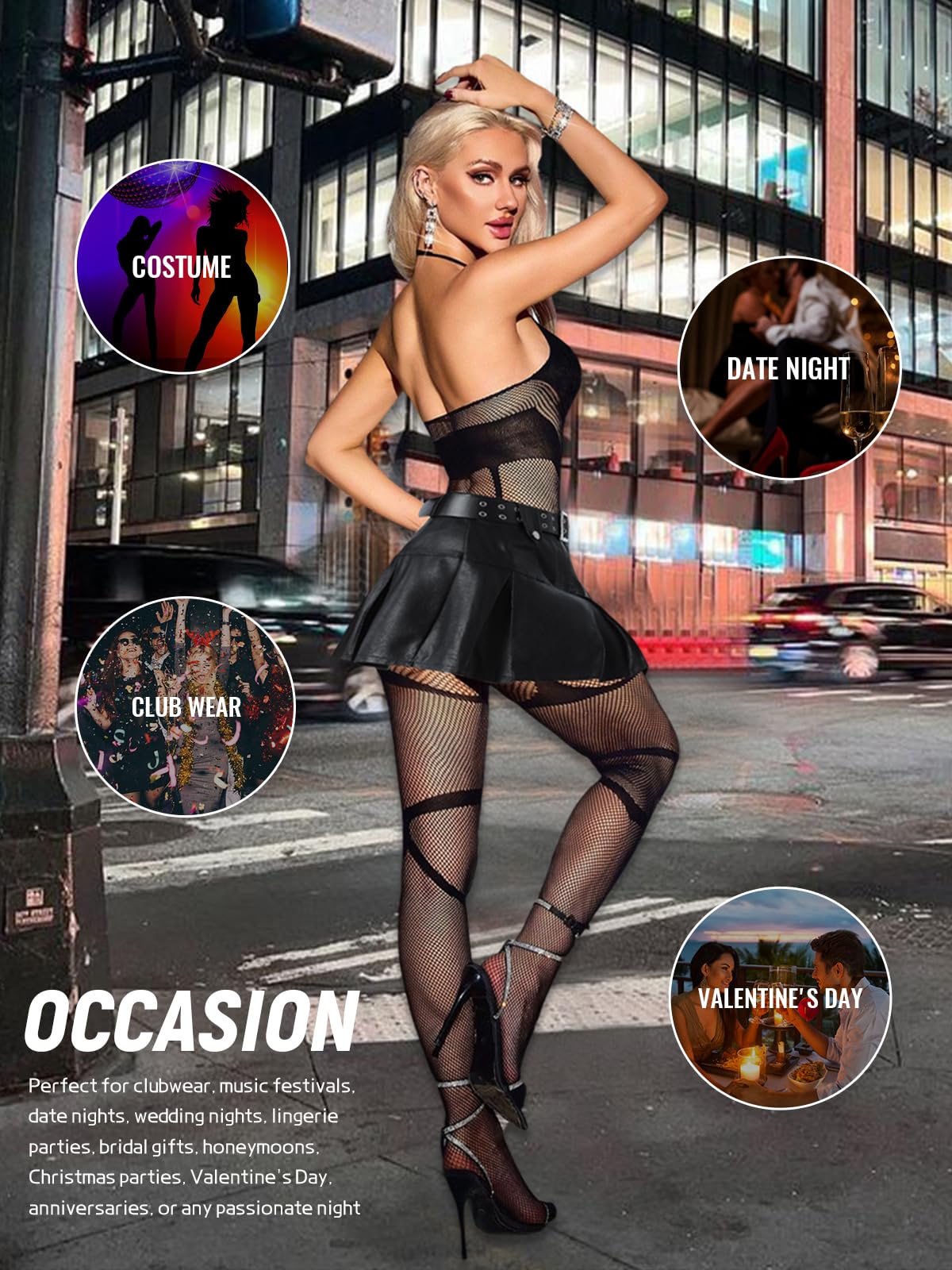 Buitifo mesh bodysuit woman plus size crotchless sexy sleepwear soft lingerie women