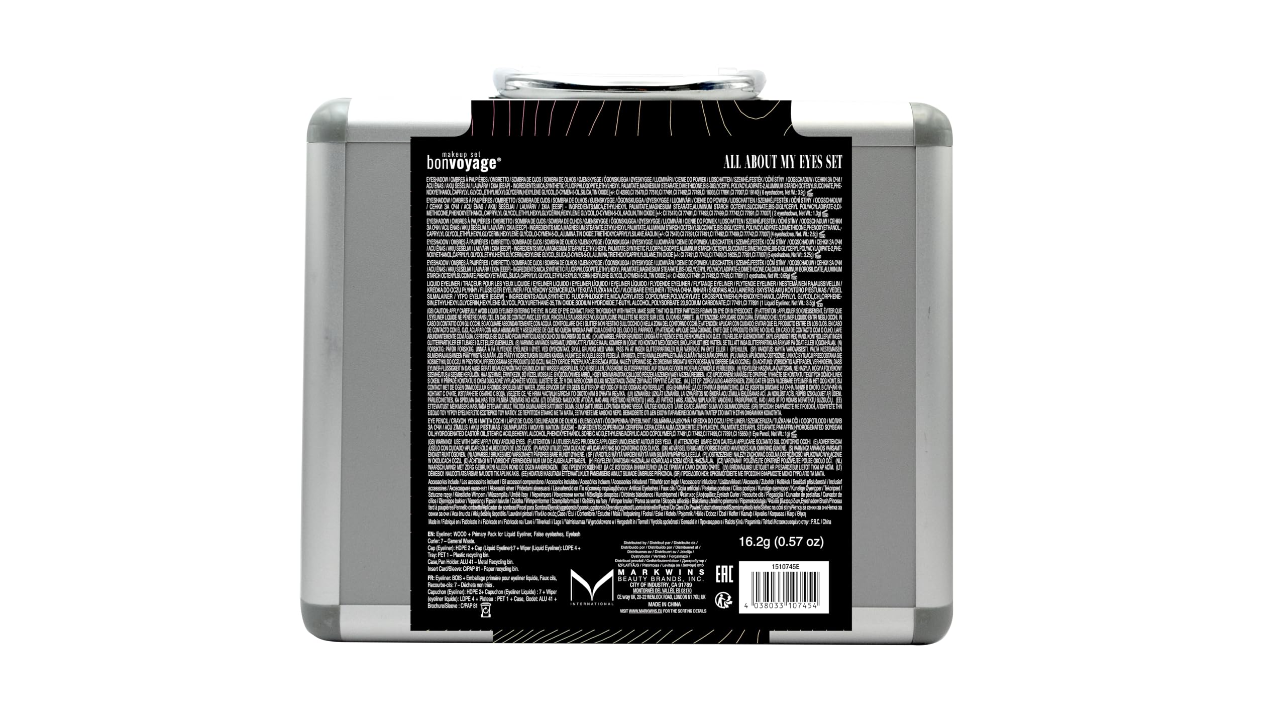 bonvoyage, 43 Piece Women's Makeup Kit, Includes Lipstick, Eyeshadows, Blush, Nail Polish, Mirror, and More, Portable and Lightweight Metal Case, Bon Voyage