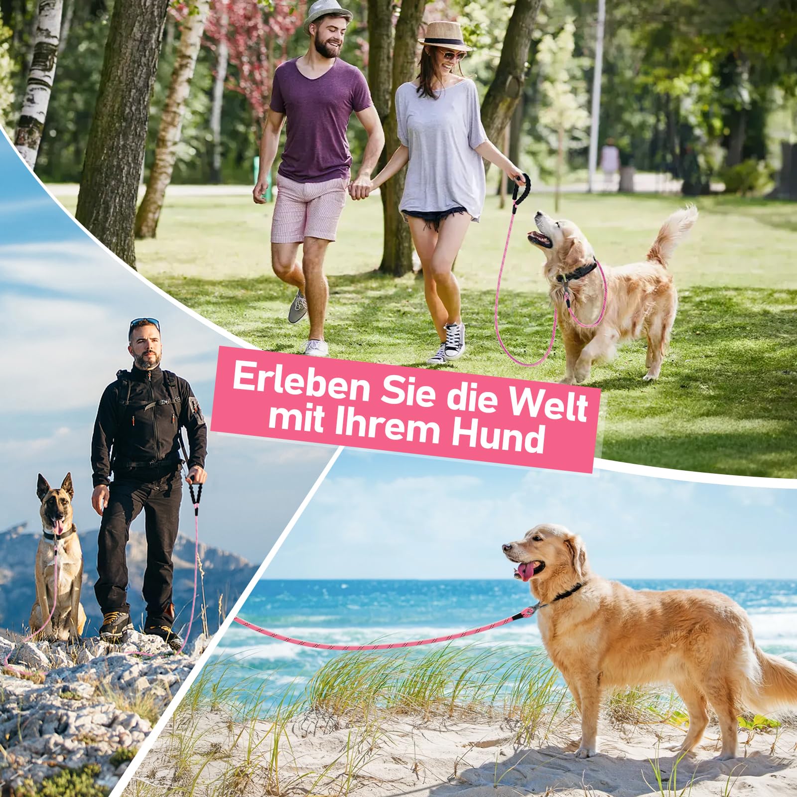 X XBEN Dog Training Lead, 1.5 m, 3 m, 5 m, 6 m, 10 m, 15 m, 20 m, 25 m, 30 m, Long Dog Leash with Lockable Hook, Training Leash for Large and Small Dogs, Reflective and Durable