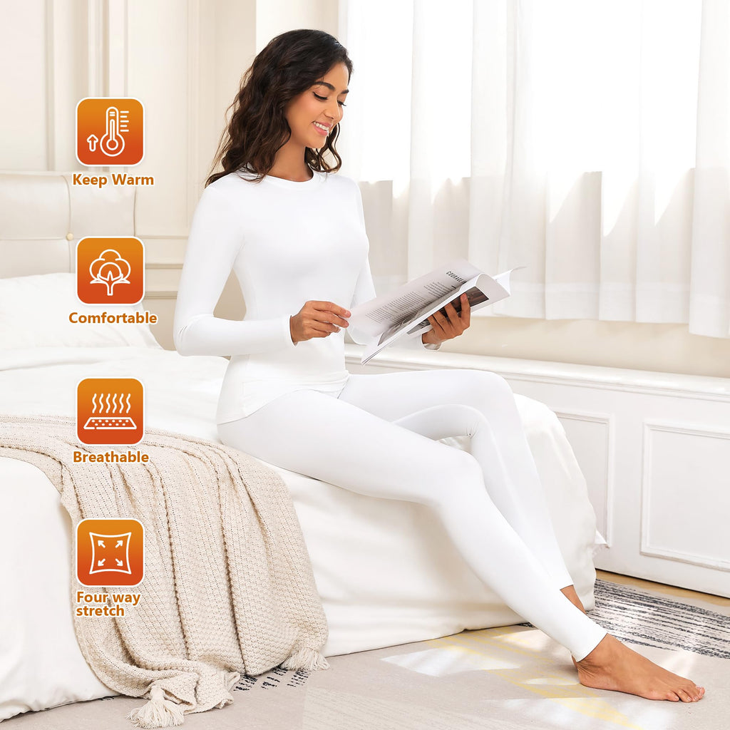 Thermal Shirt Women Winter Set Thermal Long Sleeve Clothes for Extreme Cold T-shirts Tights Pants Leggings Thermal Clothing Snow Black White