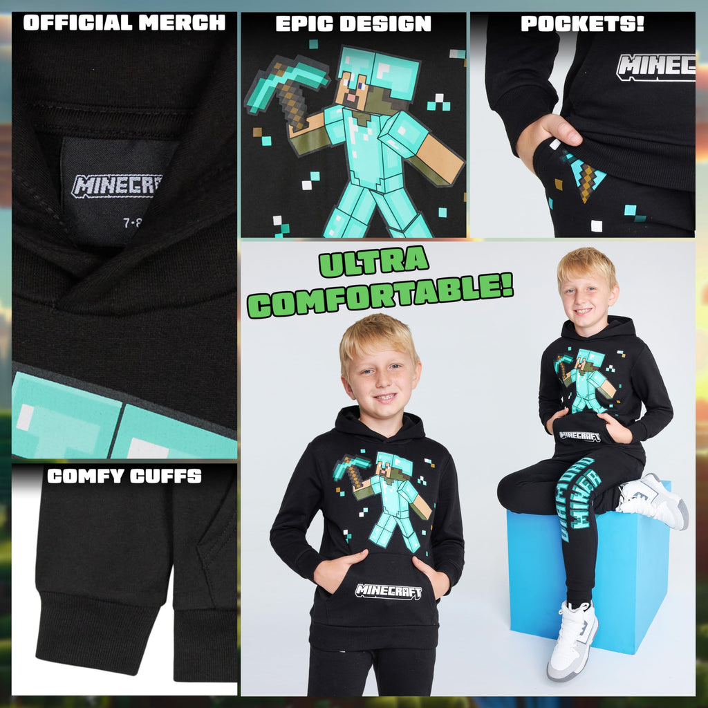 Minecraft Boys Tracksuit Set - Hoodie and Pants Boys