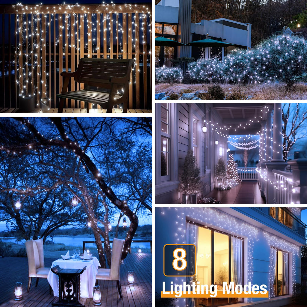 btfarm 2 Pack of Outdoor Solar String Lights, Fully 30M 300 LED, 8 Modes String Lights Decoration for Terrace, Parties, Weddings, Patio, Gardens (Warm White)
