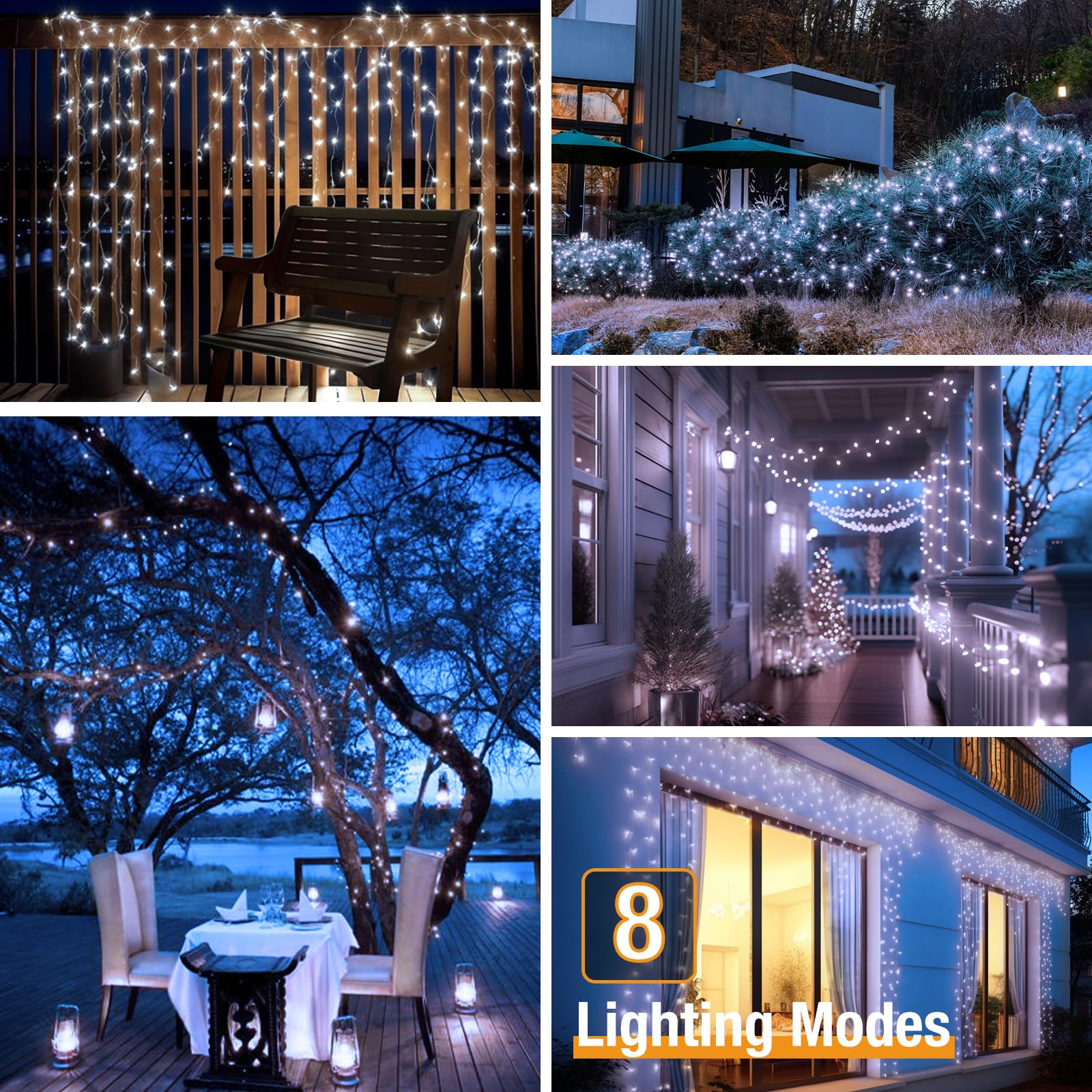 btfarm 2 Pack of Outdoor Solar String Lights, Fully 30M 300 LED, 8 Modes String Lights Decoration for Terrace, Parties, Weddings, Patio, Gardens (Warm White)