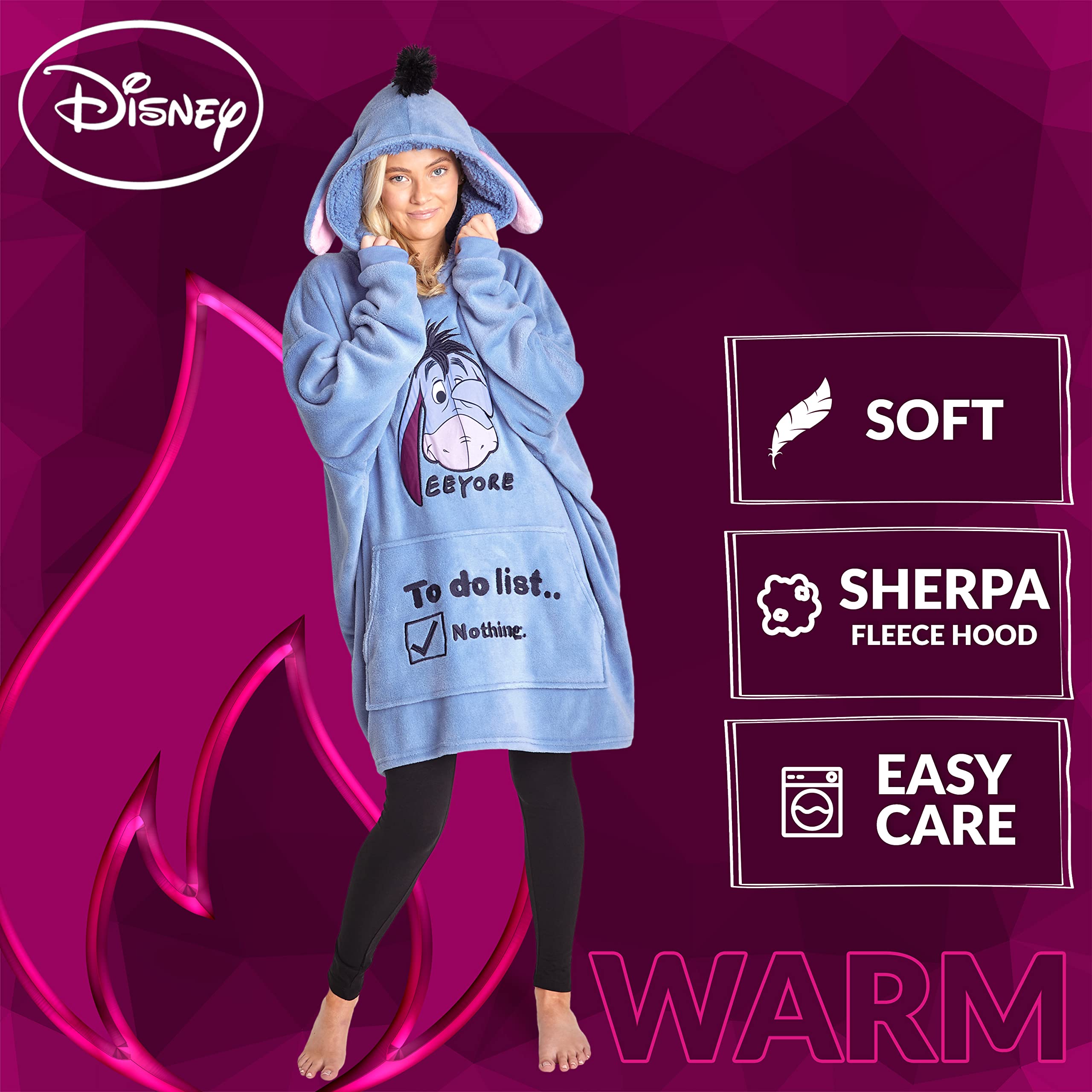 Disney Stitch Sudadera Mujer - Sudadera Manta con Capucha de Forro Polar, Talla Única, Oversize - Regalos para Mujer