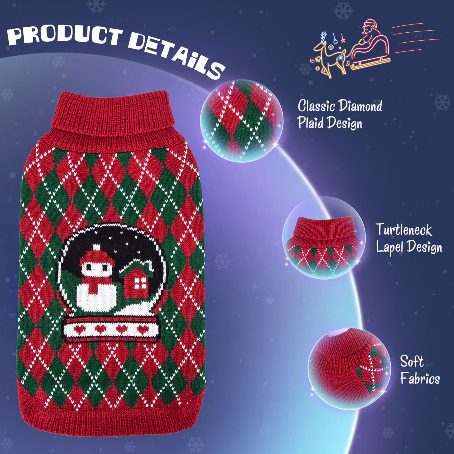 Nobleza - Christmas Dog Sweaters and Kittens, Pet Sweater, Warm Winter Clothes Suitable for Small and Medium Dogs (Red, S)