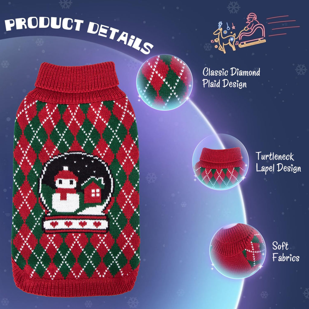 Nobleza - Christmas Dog Sweaters and Kittens, Pet Sweater, Warm Winter Clothes Suitable for Small and Medium Dogs (Red, S)