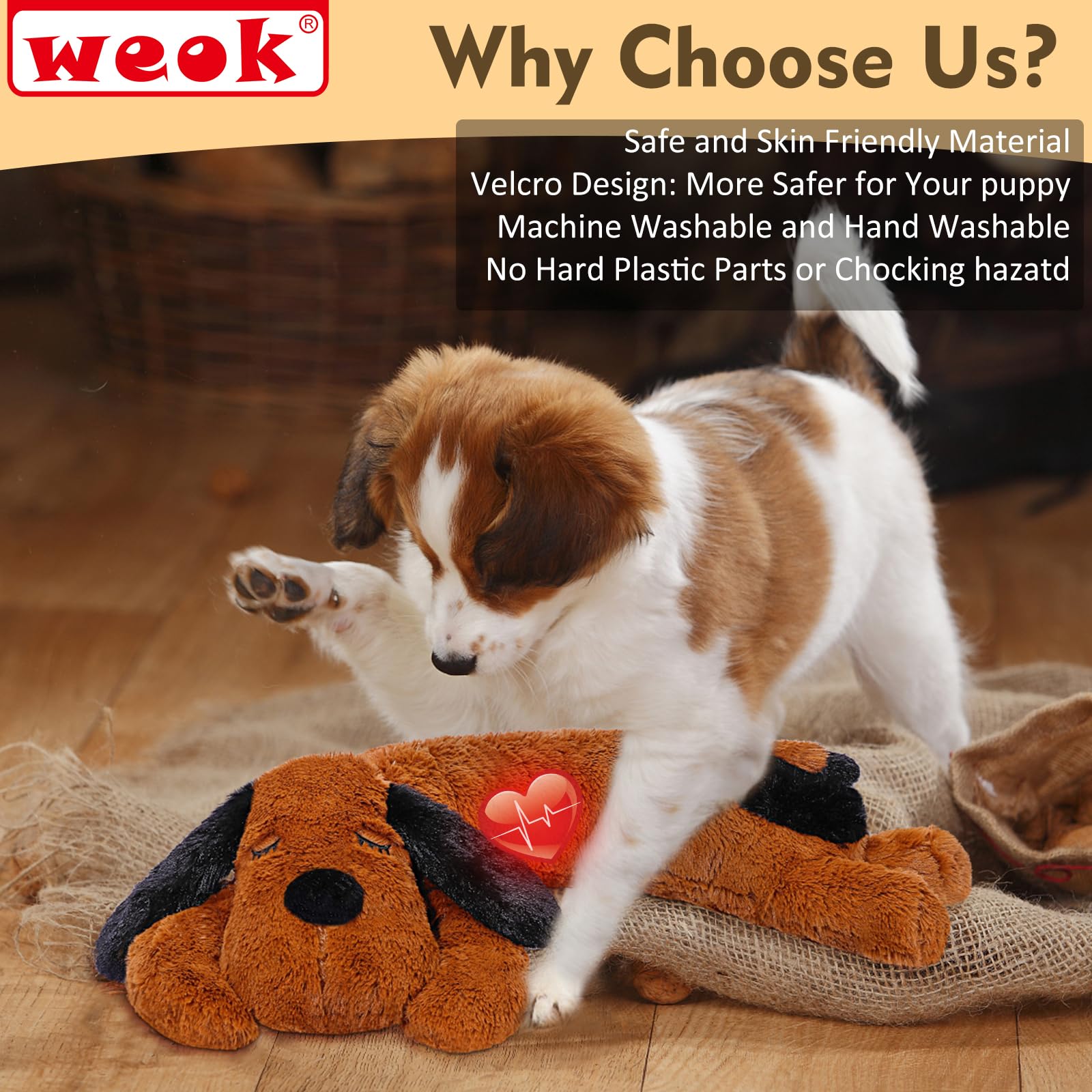 Puppy Heartbeat Toy, Separation Anxiety Relief Toy, Puppy Heartbeat Calming Plush Toy for Anxiety and Behavior