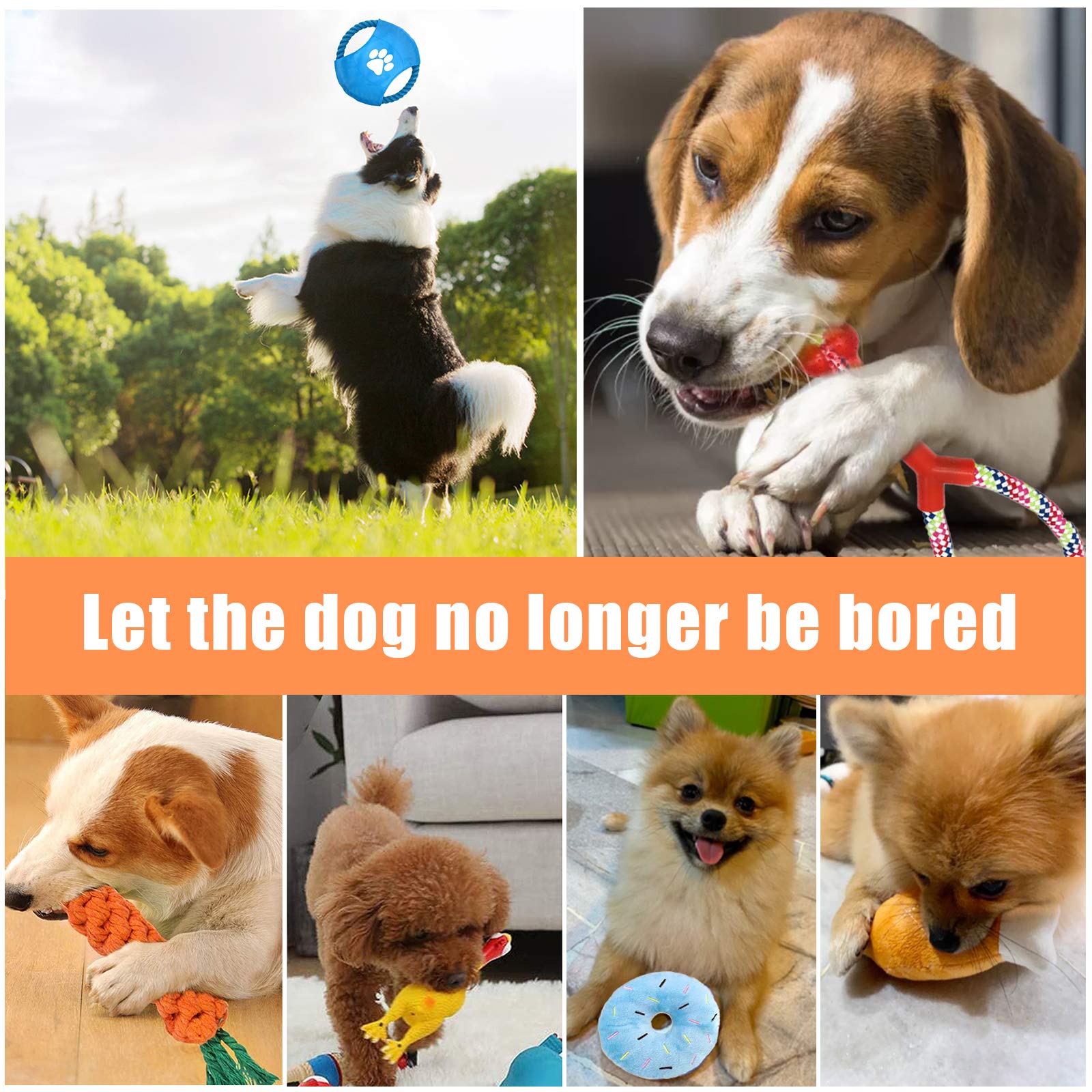 Toys for Dogs, Interactive Toys Set of 15 Pieces Toy for Dogs, Ecological, Safe and Durable Dog Toy, Can Be Used to Clean the Teeth of Dogs