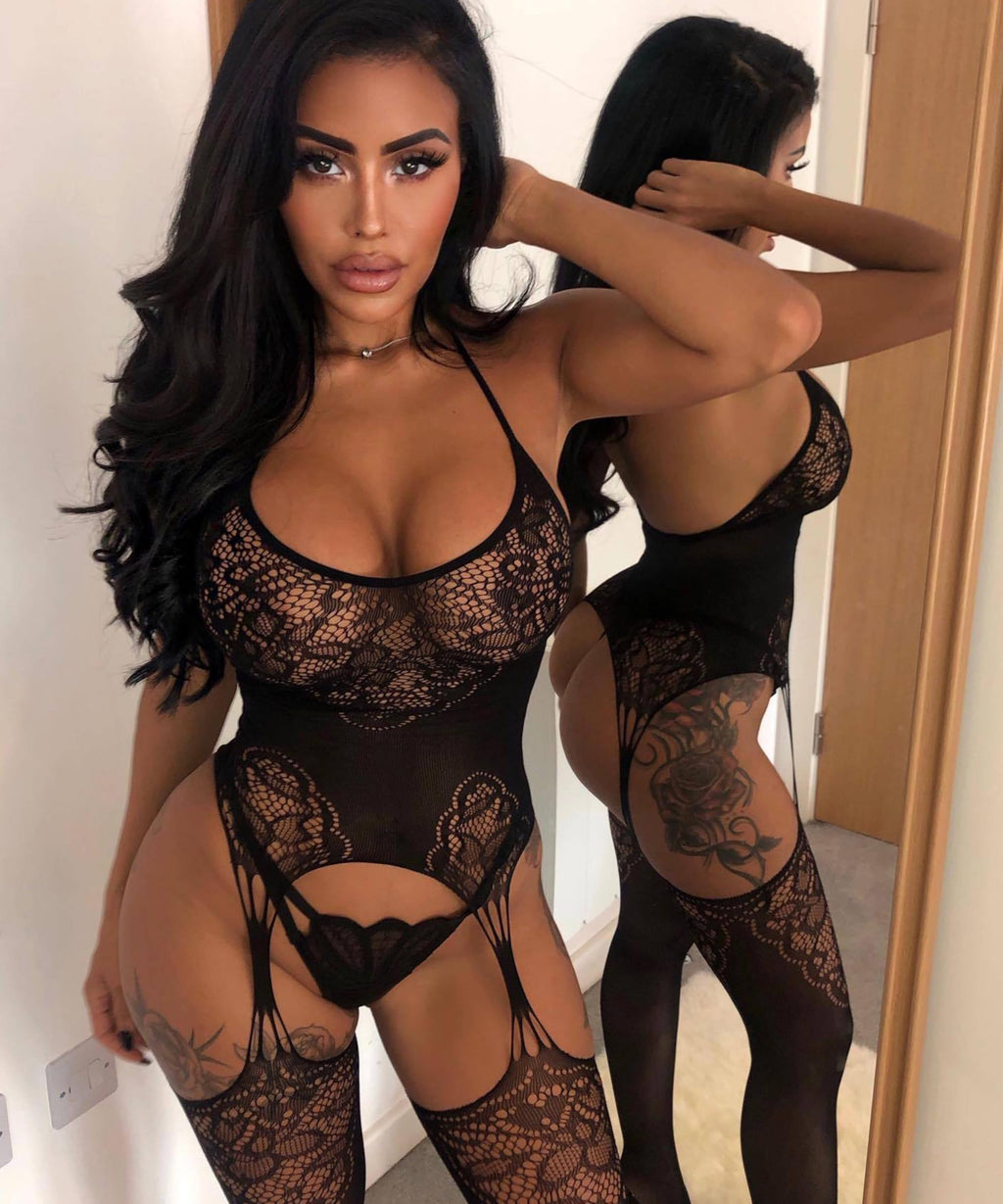 Buitifo mesh bodysuit woman plus size crotchless sexy sleepwear soft lingerie women