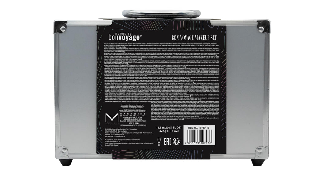 bonvoyage, 43 Piece Women's Makeup Kit, Includes Lipstick, Eyeshadows, Blush, Nail Polish, Mirror, and More, Portable and Lightweight Metal Case, Bon Voyage