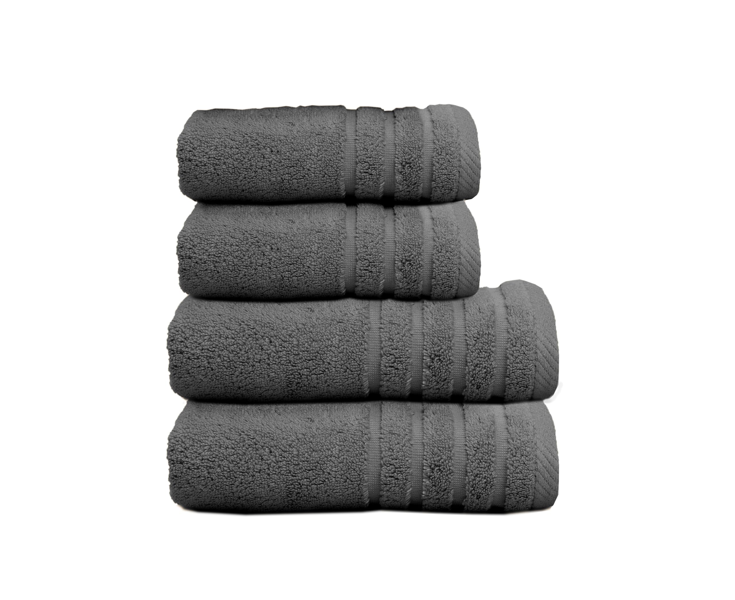 500 g Plain Full Bath Towel Set – Large and Small Terry Towels, 100% Cotton – Pack (2 Washbasin + 2 Shower) – High Absorption – Cotton Towel – Grass
