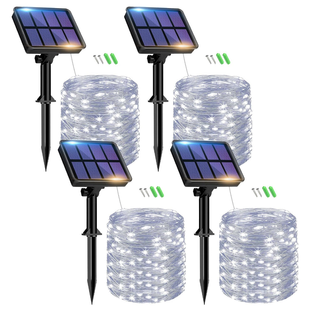 btfarm 2 Pack of Outdoor Solar String Lights, Fully 30M 300 LED, 8 Modes String Lights Decoration for Terrace, Parties, Weddings, Patio, Gardens (Warm White)