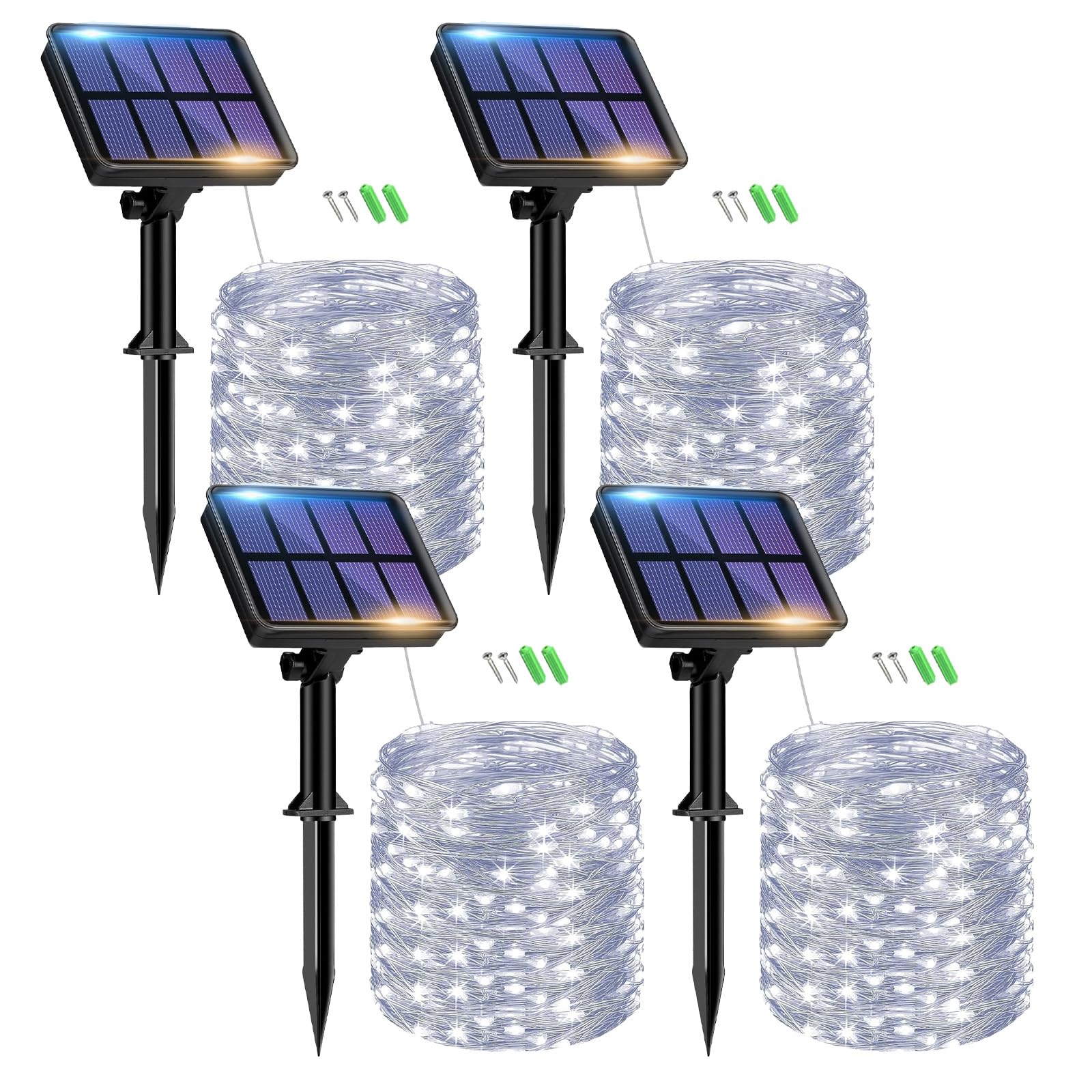 btfarm 2 Pack of Outdoor Solar String Lights, Fully 30M 300 LED, 8 Modes String Lights Decoration for Terrace, Parties, Weddings, Patio, Gardens (Warm White)