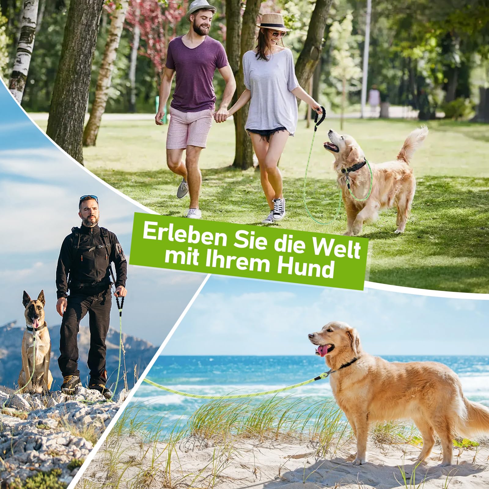 X XBEN Dog Training Lead, 1.5 m, 3 m, 5 m, 6 m, 10 m, 15 m, 20 m, 25 m, 30 m, Long Dog Leash with Lockable Hook, Training Leash for Large and Small Dogs, Reflective and Durable