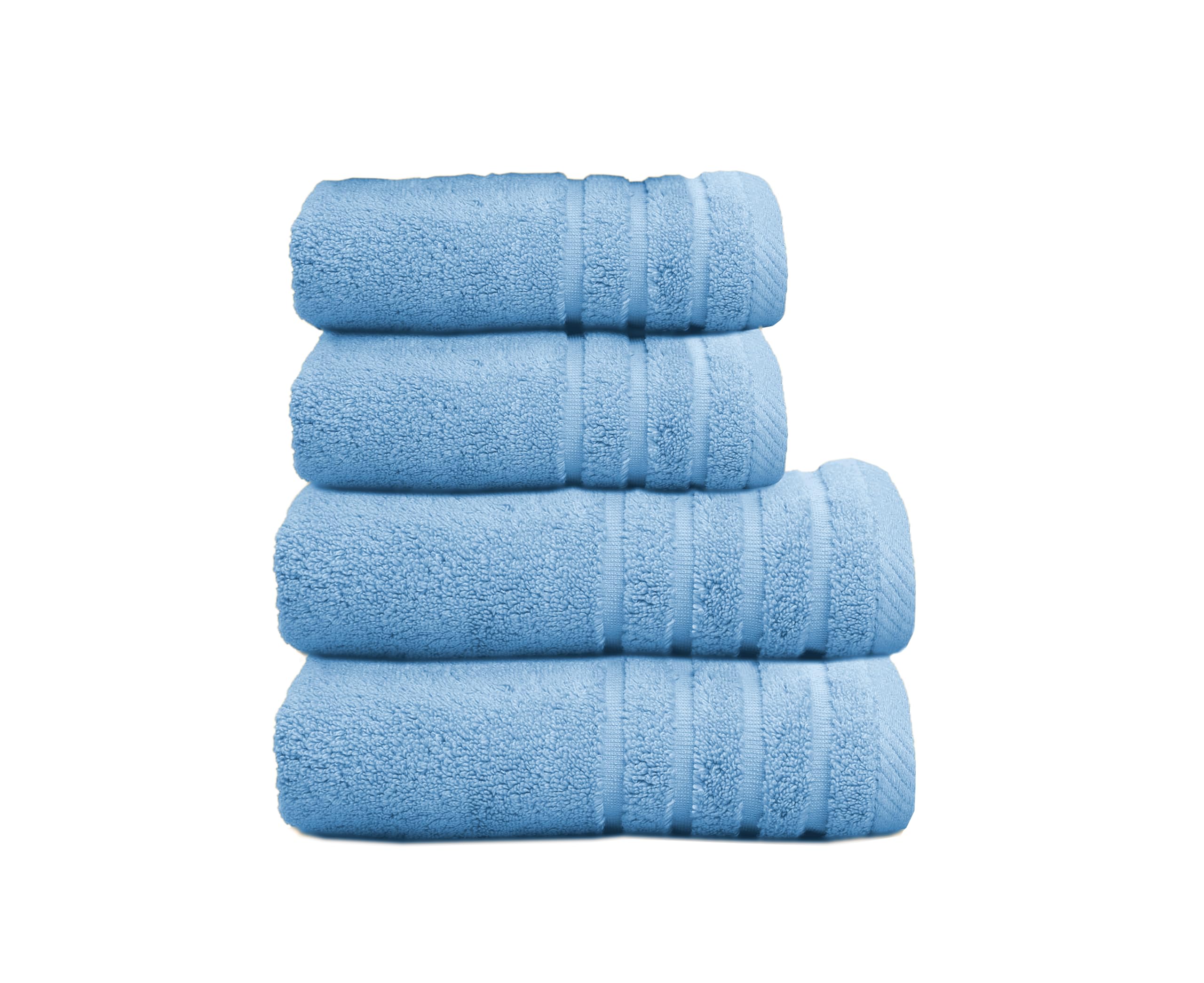 500 g Plain Full Bath Towel Set – Large and Small Terry Towels, 100% Cotton – Pack (2 Washbasin + 2 Shower) – High Absorption – Cotton Towel – Grass