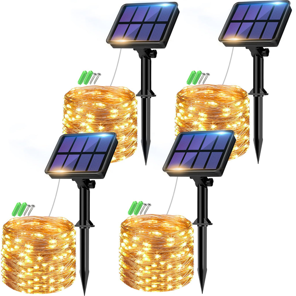 btfarm 2 Pack of Outdoor Solar String Lights, Fully 30M 300 LED, 8 Modes String Lights Decoration for Terrace, Parties, Weddings, Patio, Gardens (Warm White)