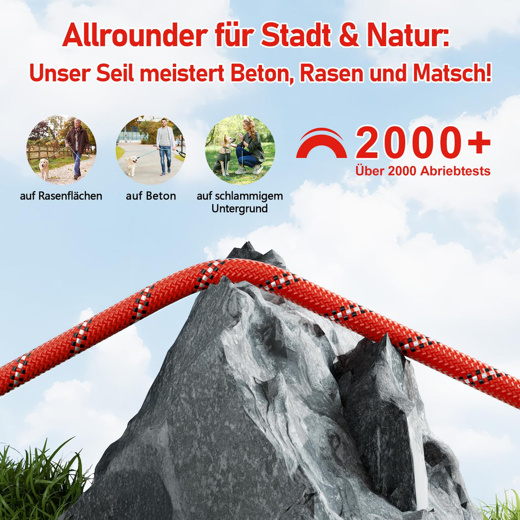 X XBEN Dog Training Lead, 1.5 m, 3 m, 5 m, 6 m, 10 m, 15 m, 20 m, 25 m, 30 m, Long Dog Leash with Lockable Hook, Training Leash for Large and Small Dogs, Reflective and Durable